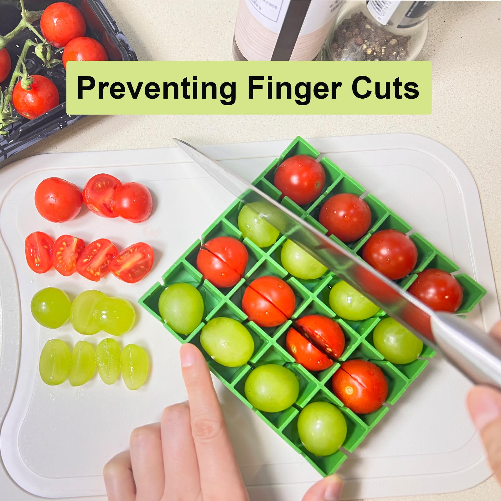 Yamteck Grapes Cherry Tomatoes Cutter Slicer Half Or Quarter Cutting 16Pcs At A Time, Food Grade Material, Dishwasher Safe, Frui
