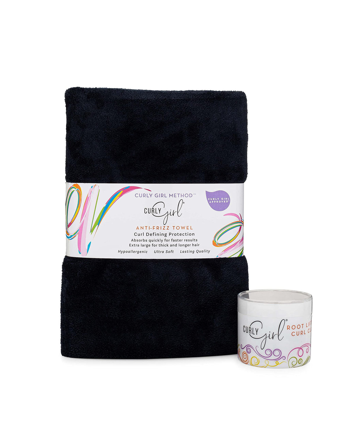 Curly Girl Microfiber Towel and Root Lifting Double Prong Clips (Lavender)