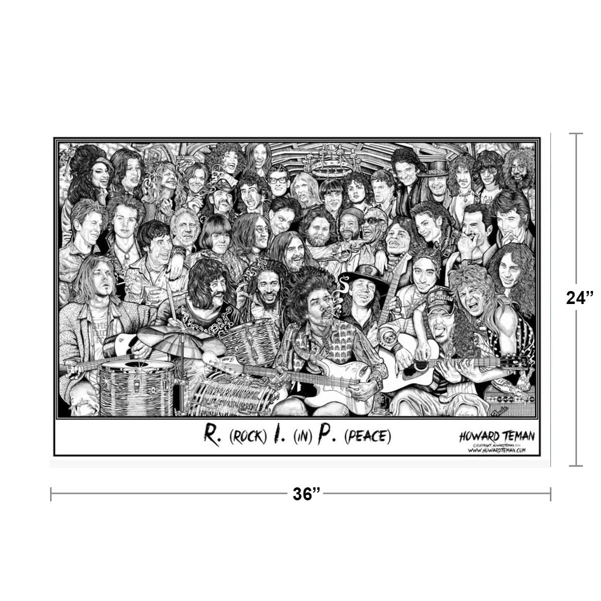 Studio B Howard Teman- (R.I.P.) Rock In Peace Poster By Howard Teman 36 X 24In