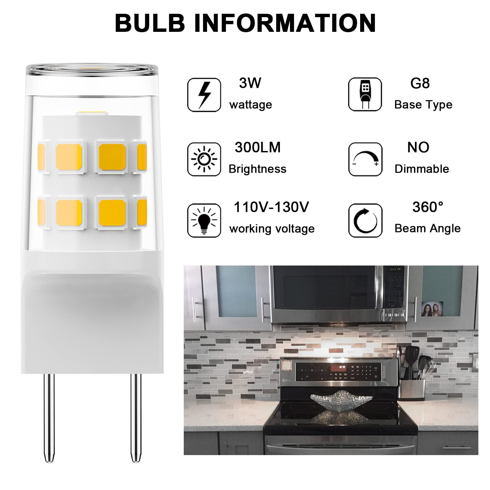 G8 Led Bulb, 20W Microwave Light Bulbs Under Hood Replacement For Ge Samsung Microwave Oven, Replaces Wb25X10019, 120V Natural W