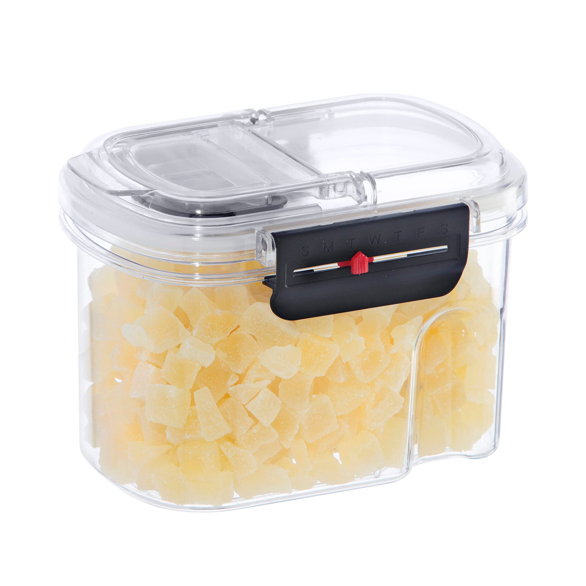 Oggi Easi Grip 23Oz Moisture Proof Storage Container, Ultra Clear Bpa-Free Sealable Canister, Flip Open Pouring Lid, Date Remind