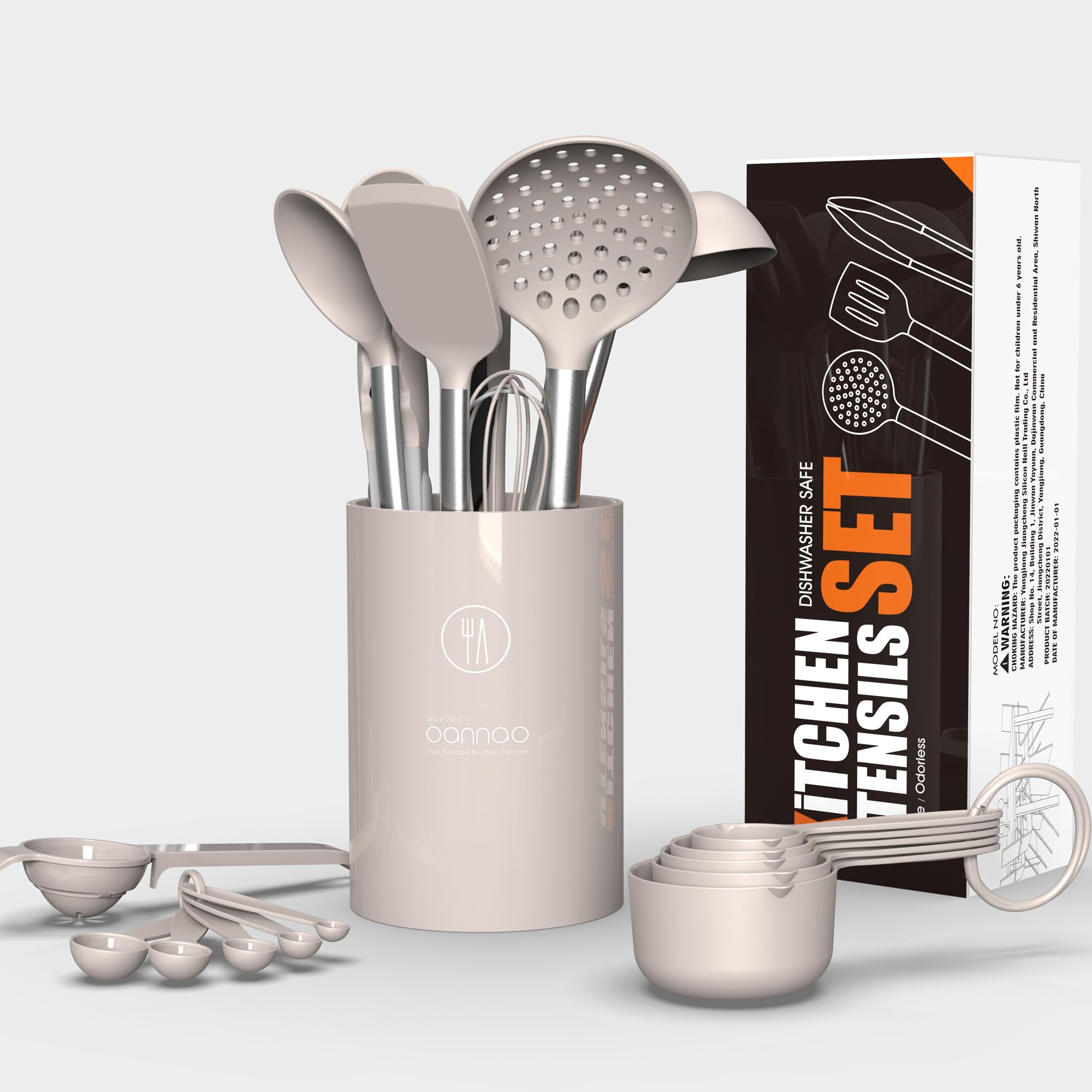 Large Silicone Cooking Utensils Set - Heat Resistant Kitchen Utensils,Turner Tongs,Spatula,Spoon,Brush,Whisk,Stainless Steel Sil