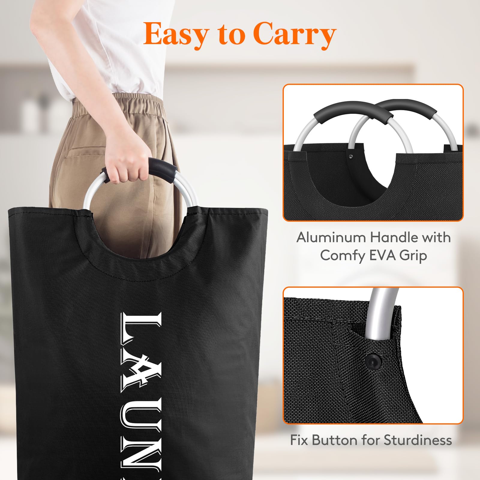 Lifewit 120L 2-Pack Large Laundry Basket, Collapsible Laundry Hamper With Aluminum Handles, Waterproof Freestanding Dirty Clothe