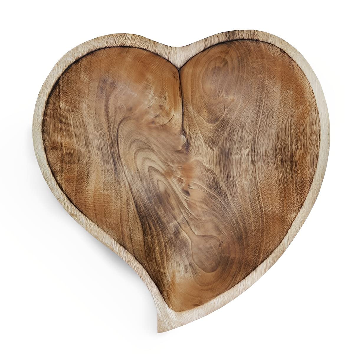 Witnystore 12 '' Heart Curved Shaped Bowl - Functional And Collectible Bowl - Handcrafted Wooden Bowl For Serving Candy Nuts Des