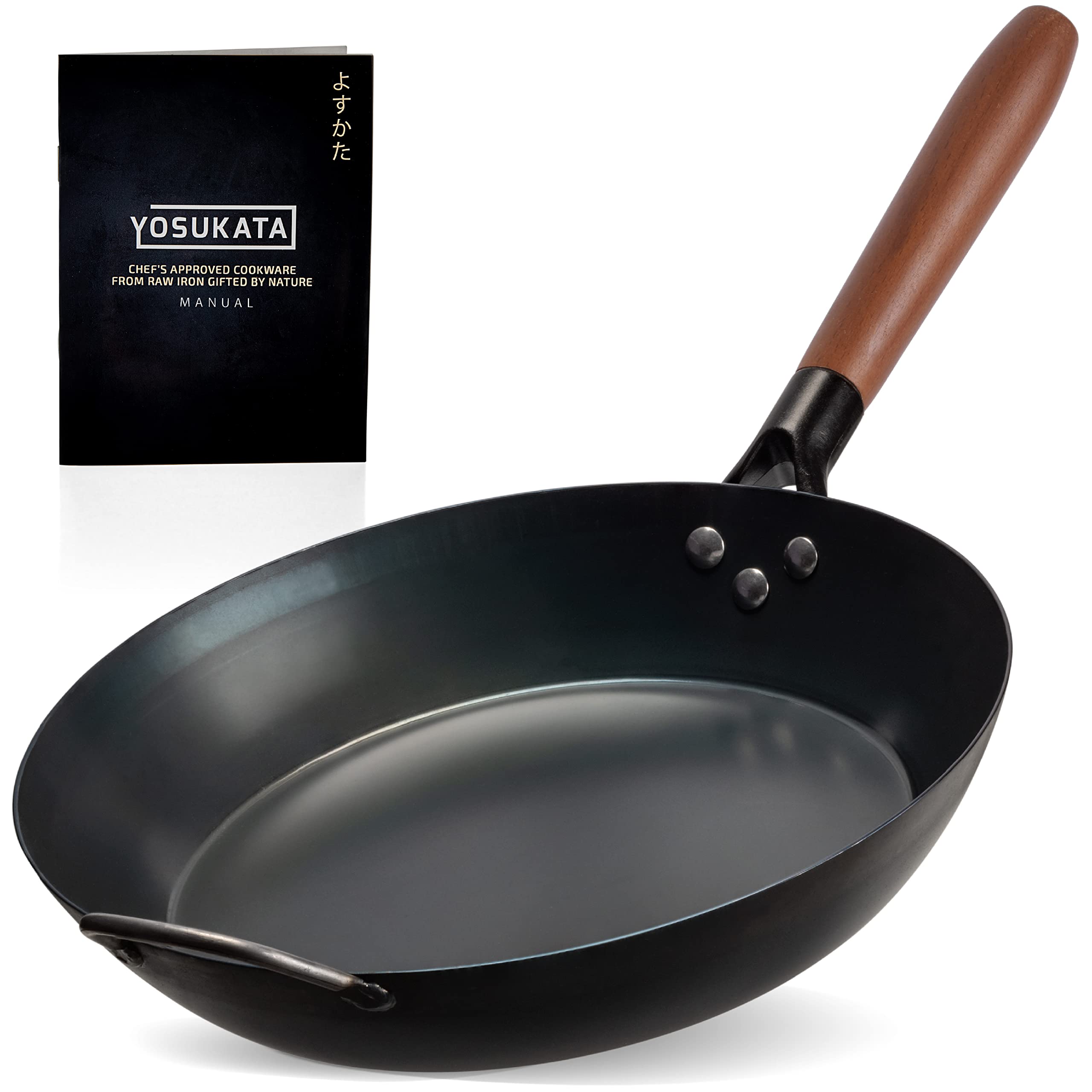 Yosukata Coating-Free Carbon Steel Pan - Durable 11.8 Inch Frying Pan - Pans For Cooking Healthy And Delicious Meals - Carbon St
