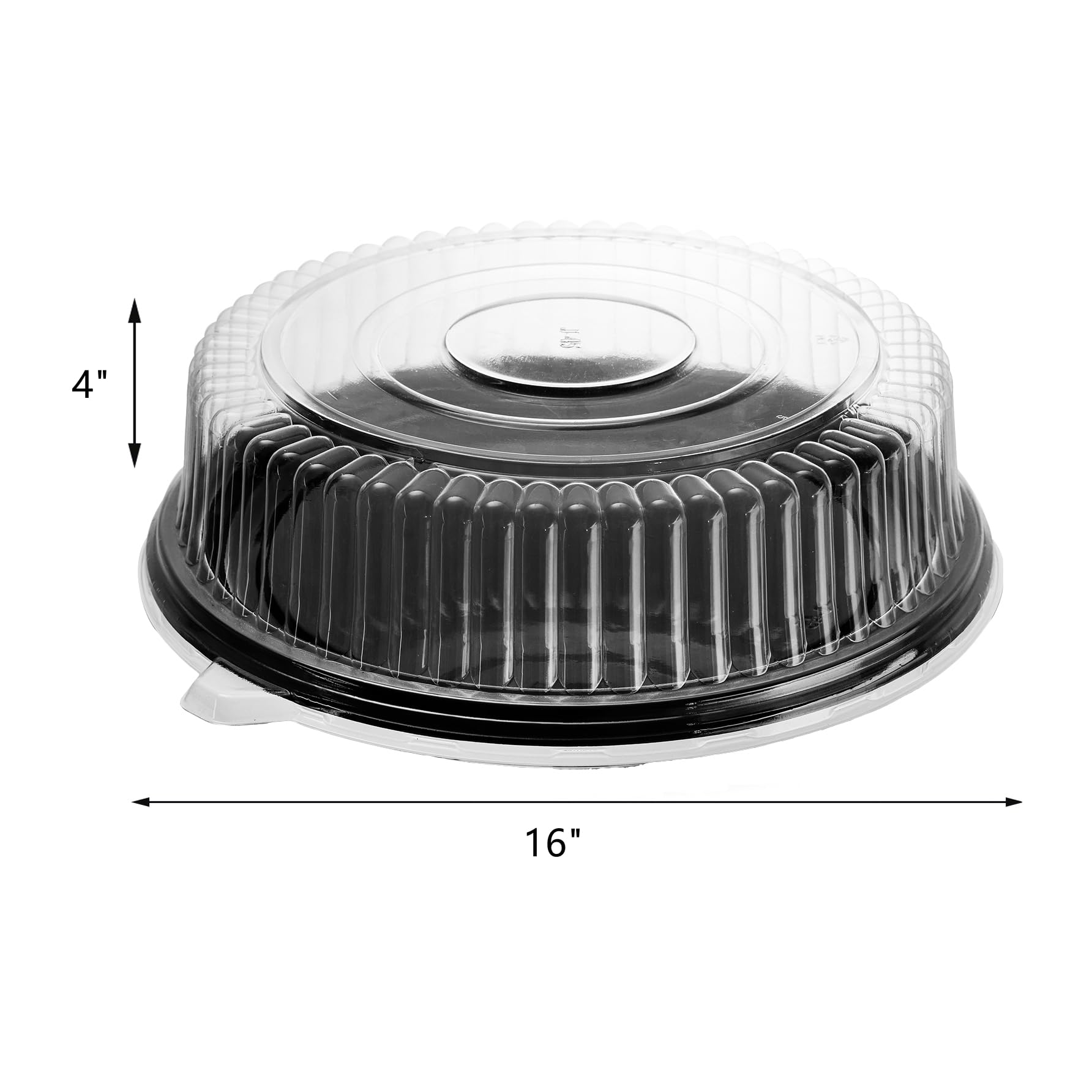 Frcctre 6 Pack 16 Inch Plastic Serving Tray With Clear Lid, Heavy Duty Round Appetizer Serving Trays Catering Tray Party Platter
