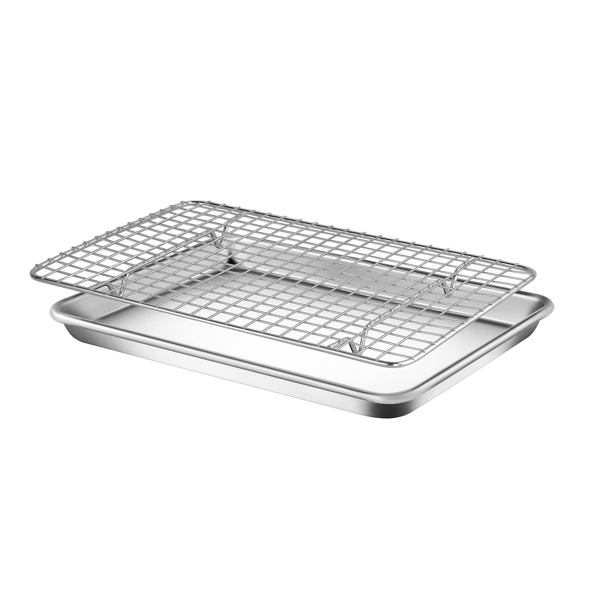 Nutrichef Aluminum Baking Sheet W/ Cooling Rack - Thick & Durable Cookie Sheet Tray For Baking Pastries, Cookies, Bacon, & More