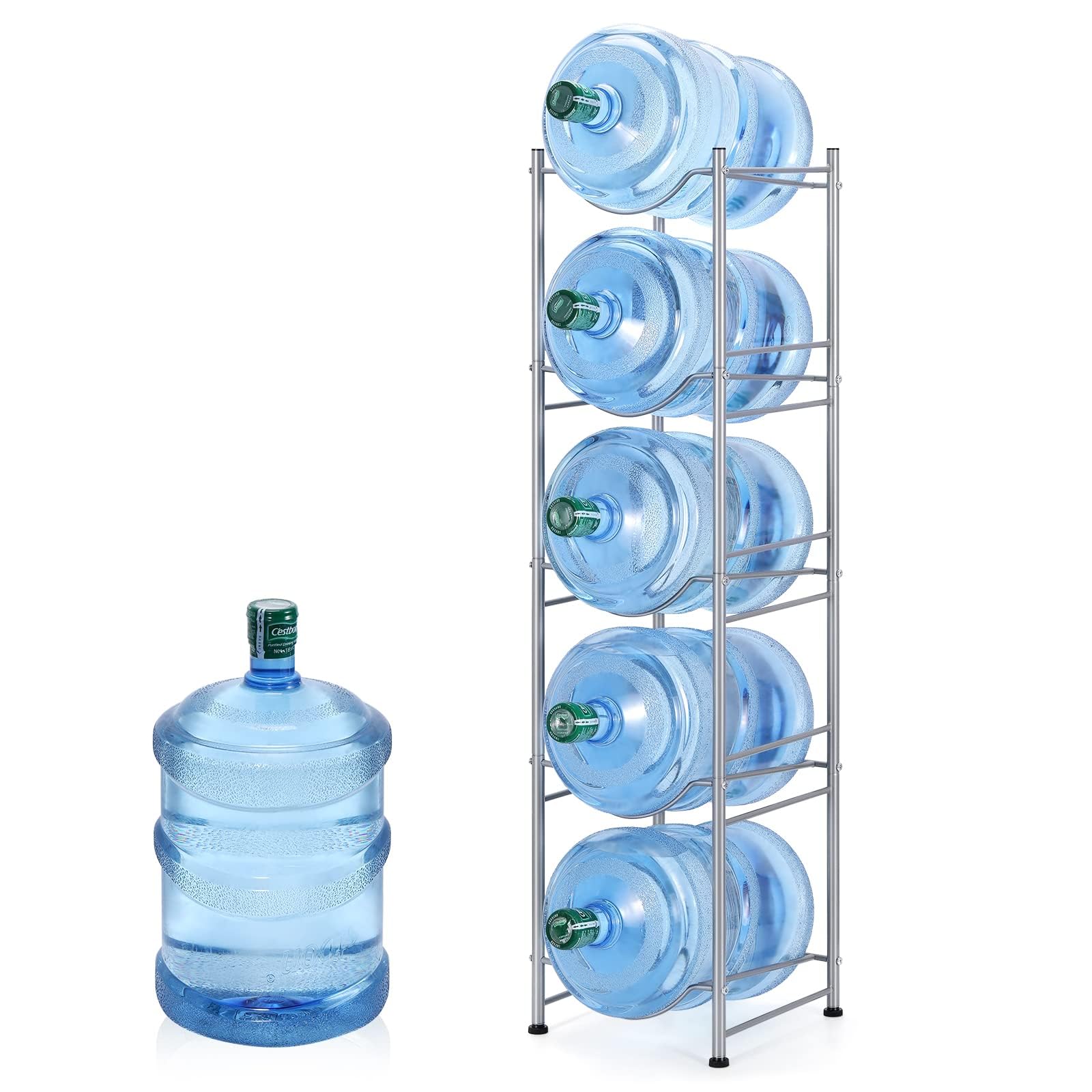 5 Gallon Water Bottle Holder 5 Tier Detachable Water Cooler Jug Holder, Heavy Duty Water Jug Stand Storage Rack For Home Office