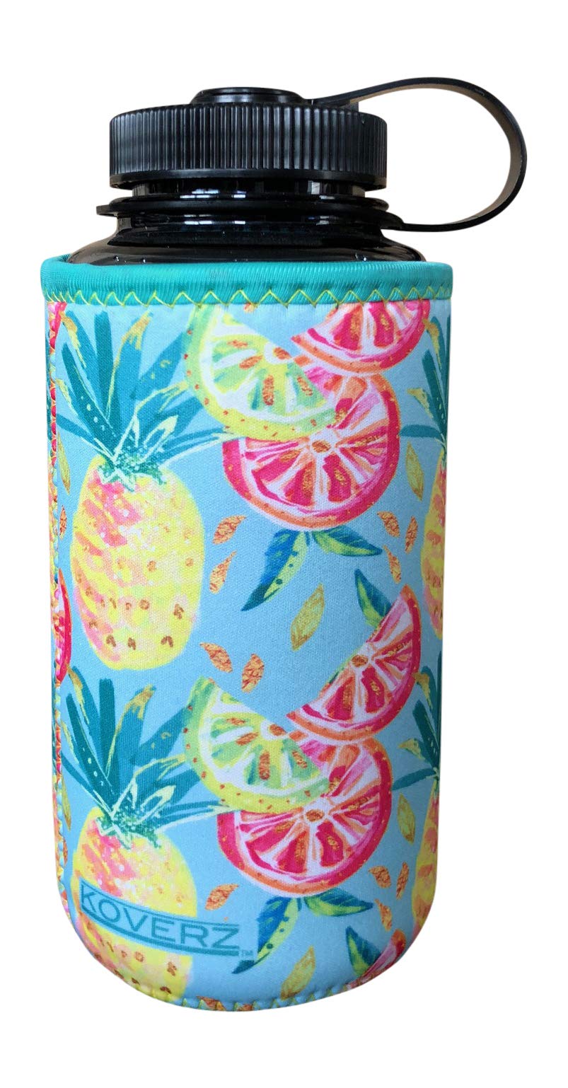Koverz Xl Neoprene 32-40 Oz Water Bottle Insulator Cooler Coolie - Pineapples