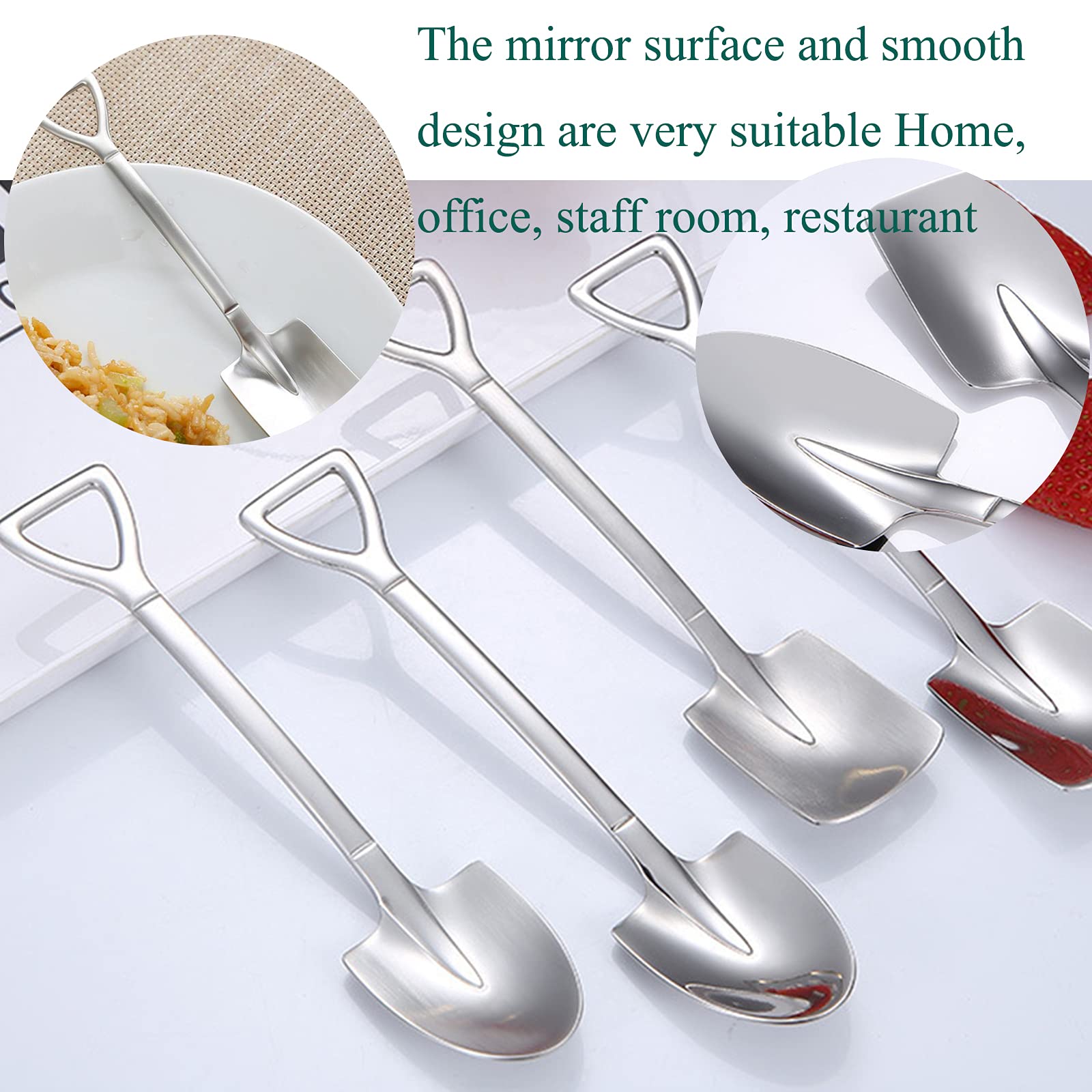 4 Pcs Stainless Steel Shovel Shape Spoon Pointed Spoon Coffee Tea Sugar Stirring Spoon Cake Dessert Spoon, Cat Dog Food Scooping