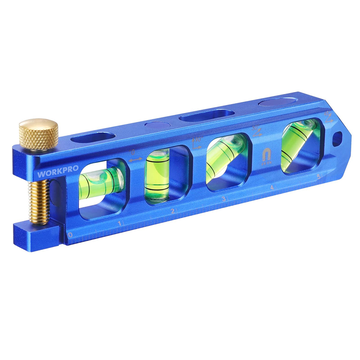WORKPRO conduit Bending Level, Magnetic Torpedo Level, Pipe Level, Bubble Vials for 0A90A30A45A Measurements, Aluminum Alloy con