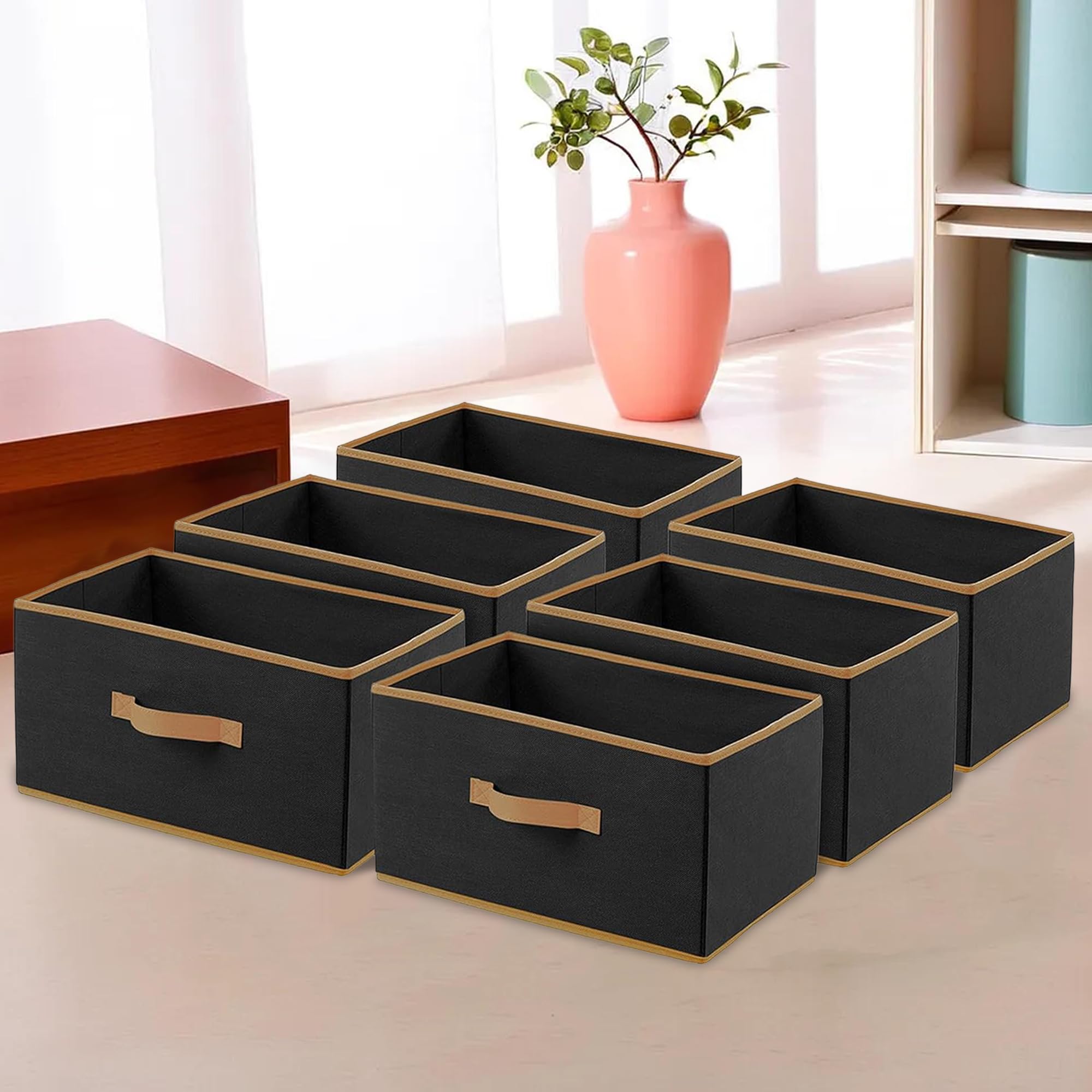 Kuber Industries Foldable Boxes For Storage (Pack Of 6)  Multipurpose Storage Organizer For Clothes | Wardrobe | Closet | Toys 