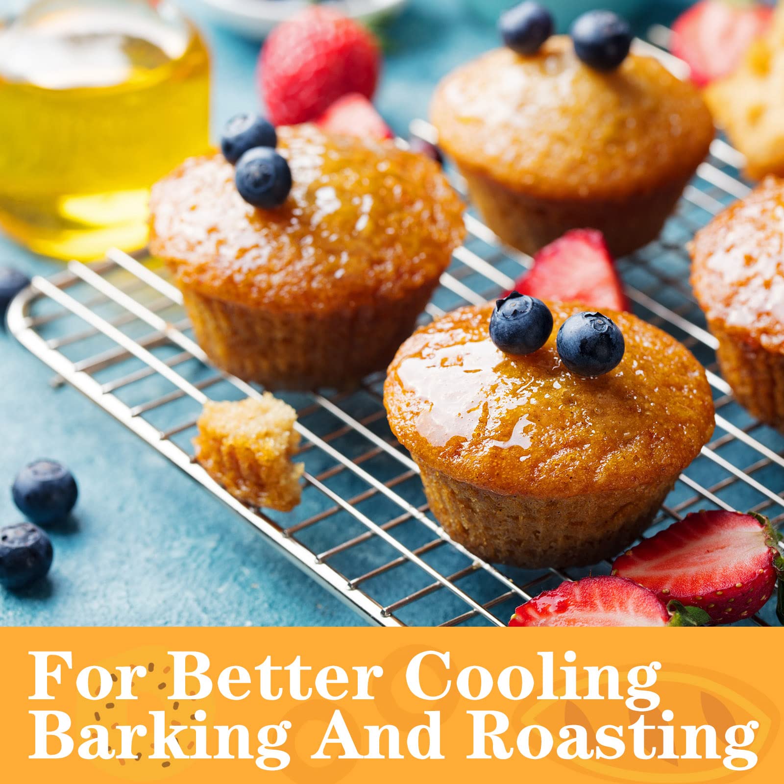 Meekoo 8 Pieces Cooling Rack For Baking Cookie Cooling Wire Racks 16 X 10 Inches Cookie Rack Nonstick Baking And Cooling Grid Fo
