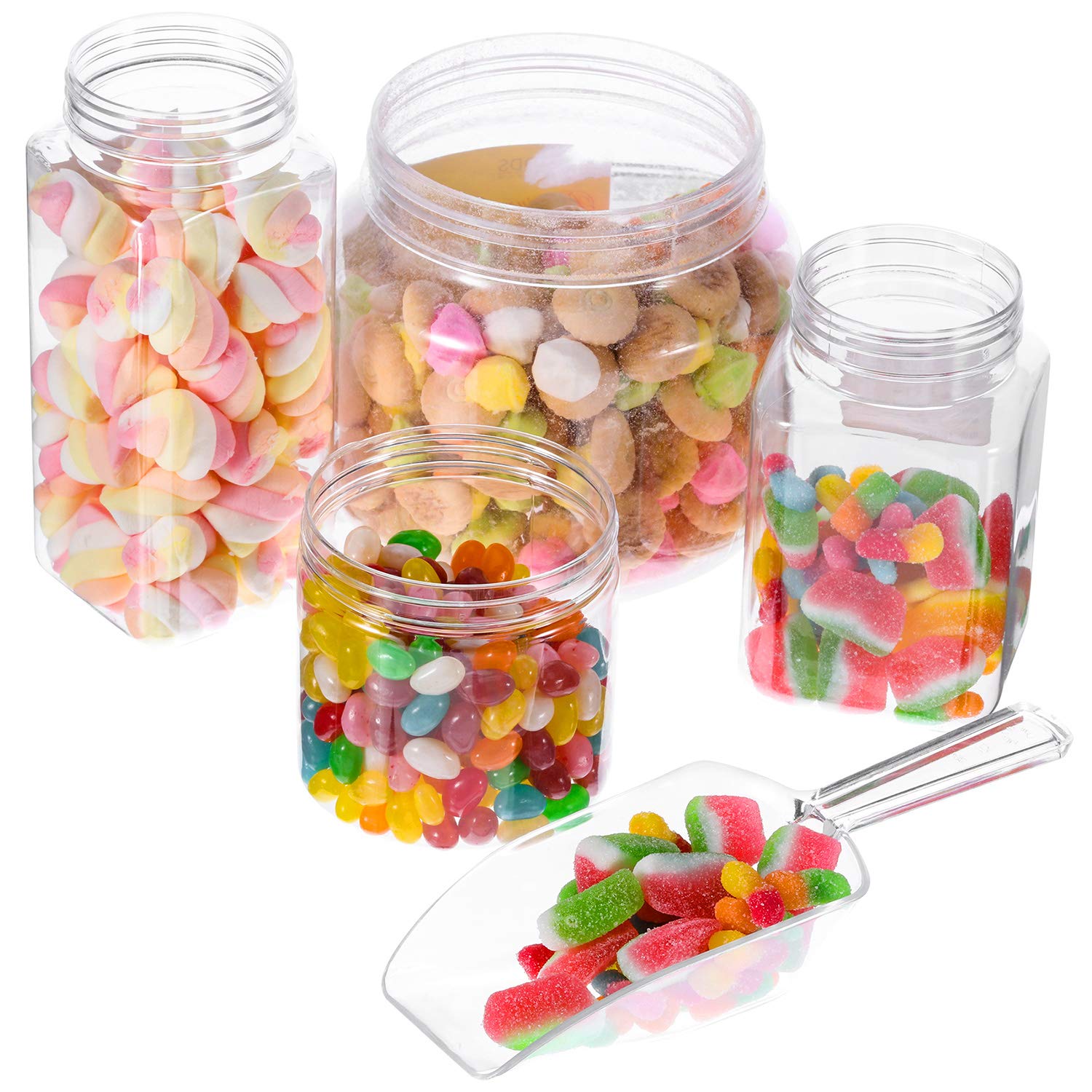 4 Pieces Multi-Purpose Kitchen Scoops Ice Scoop Bath Scoops, Clear Food Candy Sugar Scoop For Kitchen Bar Party Wedding (7.5 Inc