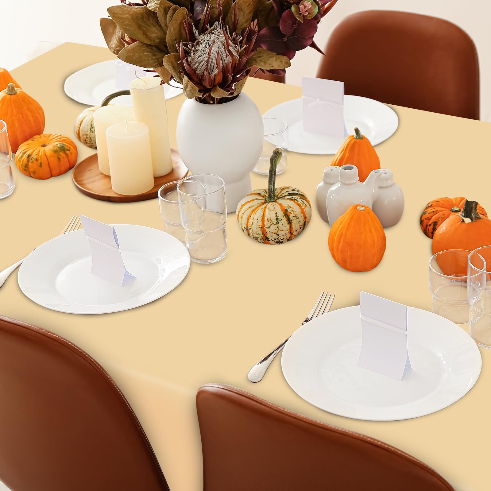 Whaline 16Pcs Orange Plastic Tablecloth 4 Orange Rectangle Little Cutie Tablecover Waterproof Table Cloth for Fall Thanksgiving