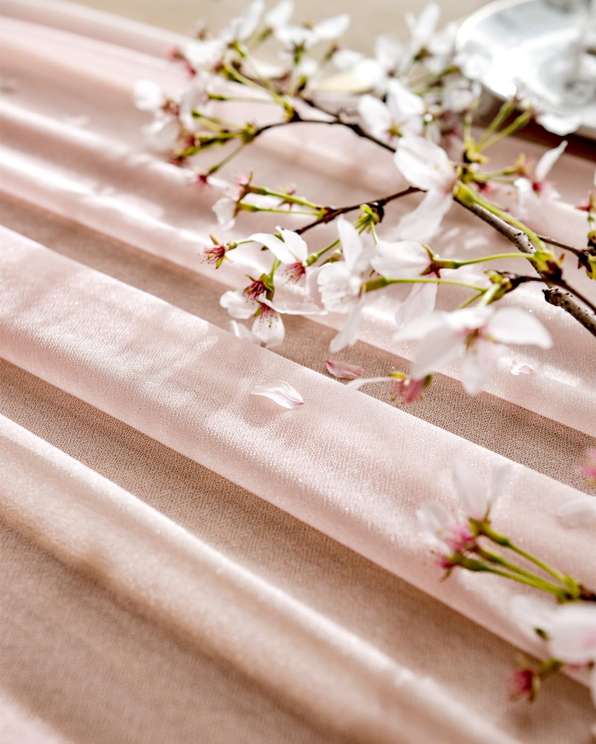 Boxan Gorgeous Blush Peach Sheer Table Runner 30X120 Inch For Light Peach Romantic Wedding Decor, Bridal & Baby Shower, Birthday
