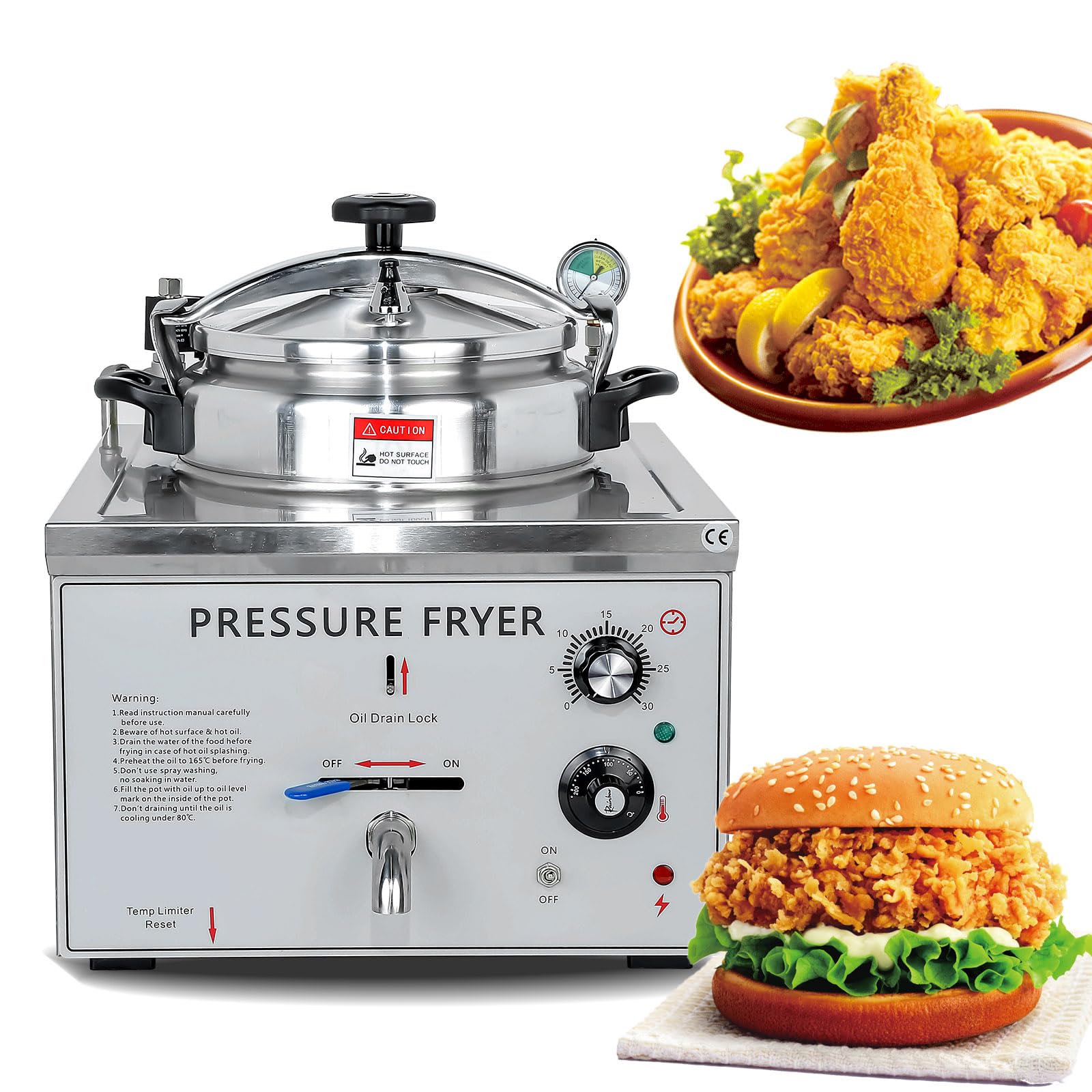 Wtecom Commercial 110V Countertop Electric HighPressure Chicken Fryer