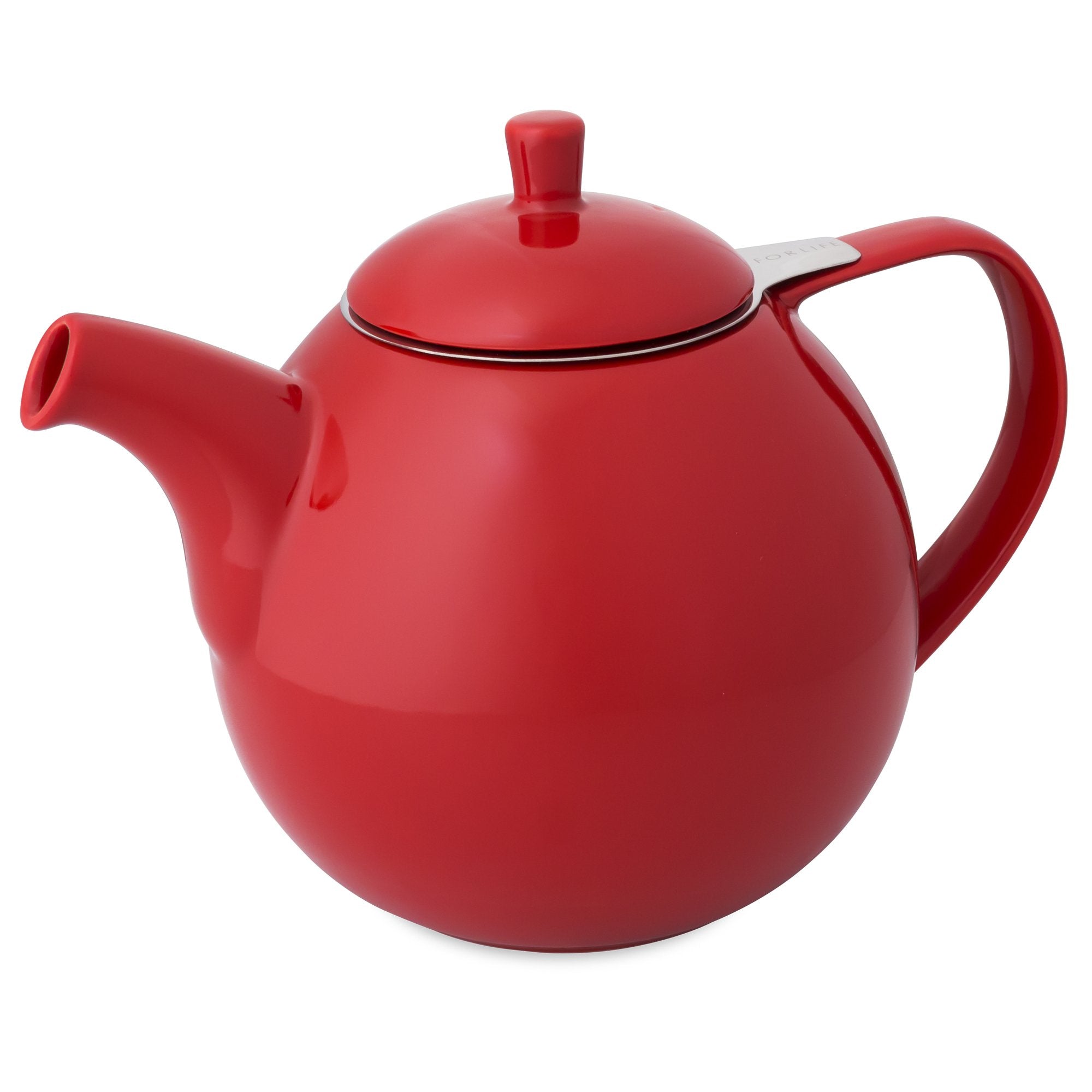 Forlife Curve Teapot With Infuser, 45-Ounce, Red