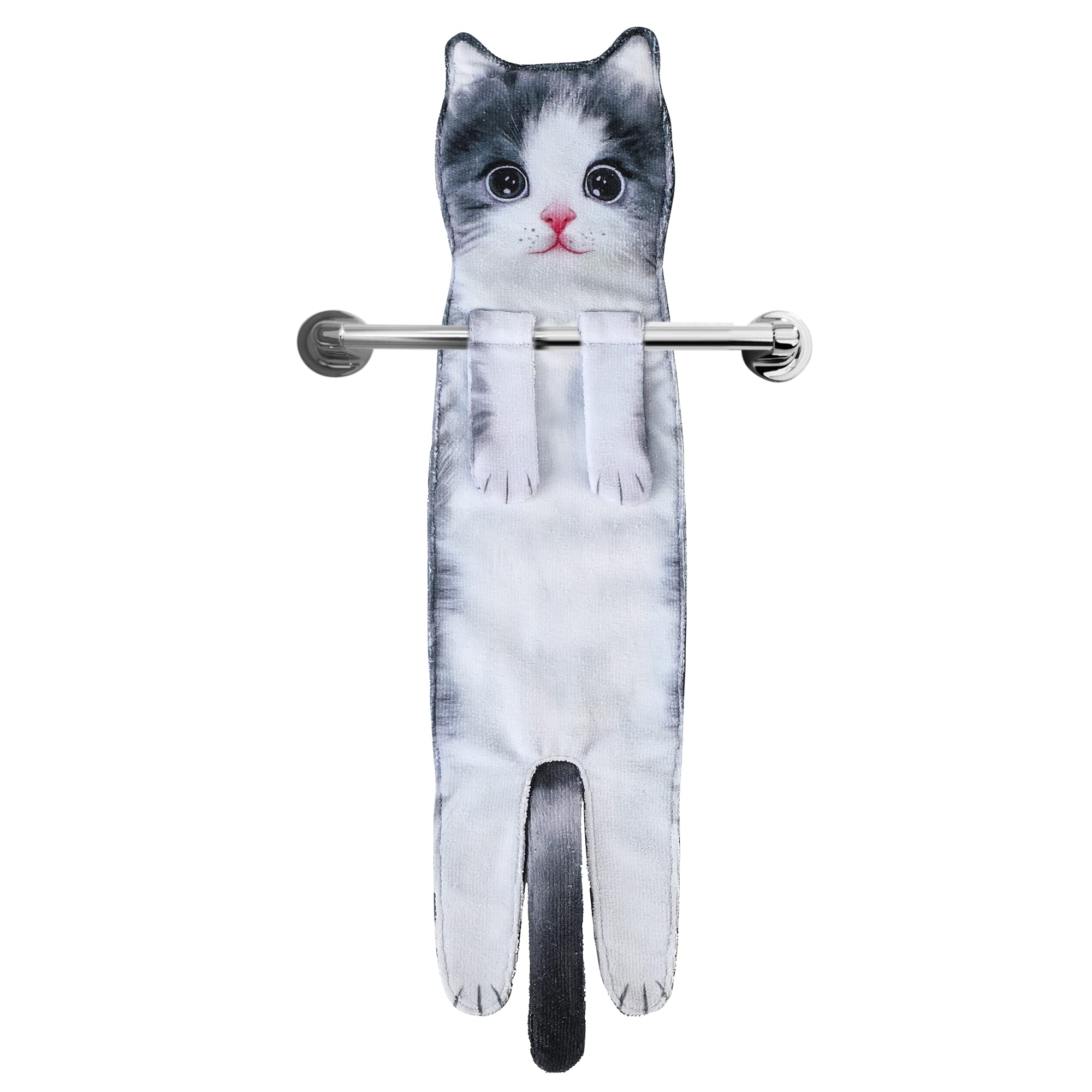 Daisyjoy Cat Funny Hand Towels For Bathroom Kitchen - Cute Decorative Cat Decor Hanging Face Towels- Unique Valentines Day Mothe