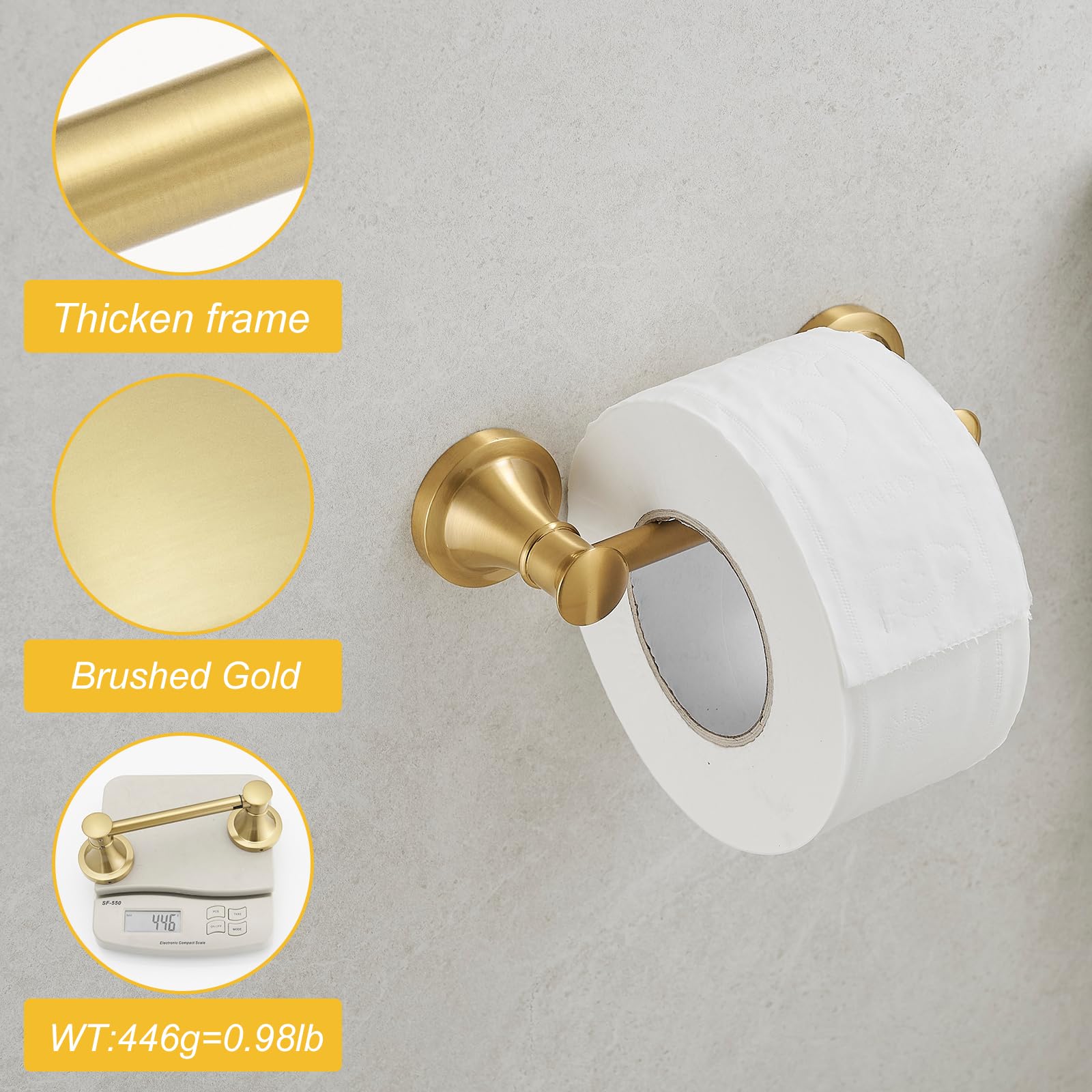 Besy Wall Mounted Toilet Paper Roll Holder Rustproof Toilet Tissue Paper Holder Bathroom Flexible Pivoting Tissue Handle Toilet