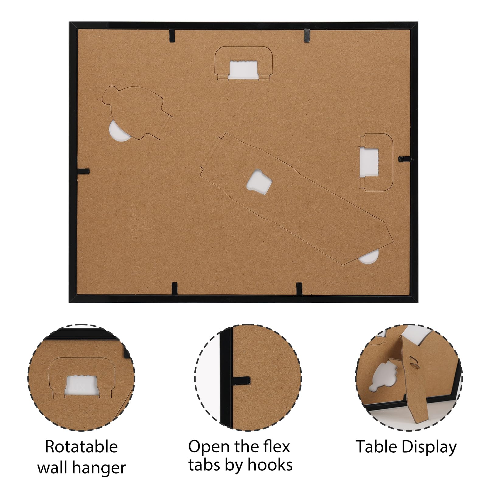MEBRUDY 8x10 Picture Frame Set of 6, Display 5x7 Pictures With Mat or 8x10 Without Mat, Photo Frames for Tabletop or Wall, Black