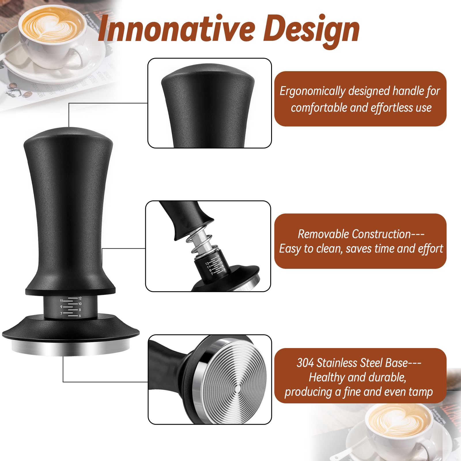 Coffee Espresso Tamper 51Mm With Wdt Tool Calibrated Spring Loaded, Coffee Tamper With Silicone Tamper Mat,Black Espresso Distri
