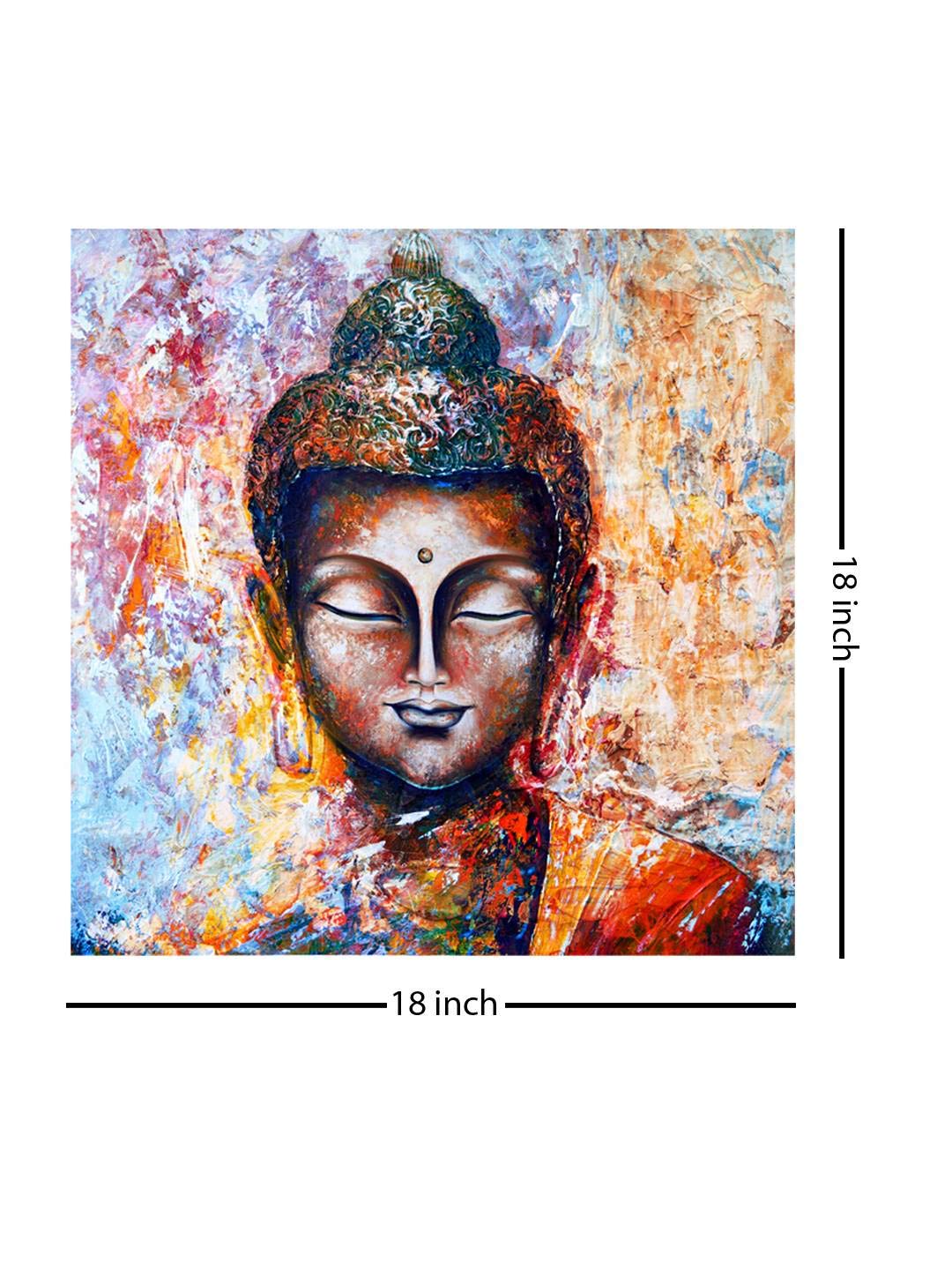 999Store Wooden Stretched Framed Lord Gautam Buddha Paintings For Living Room | Home Religious Wall Canvas For Bed Dcor | Modern