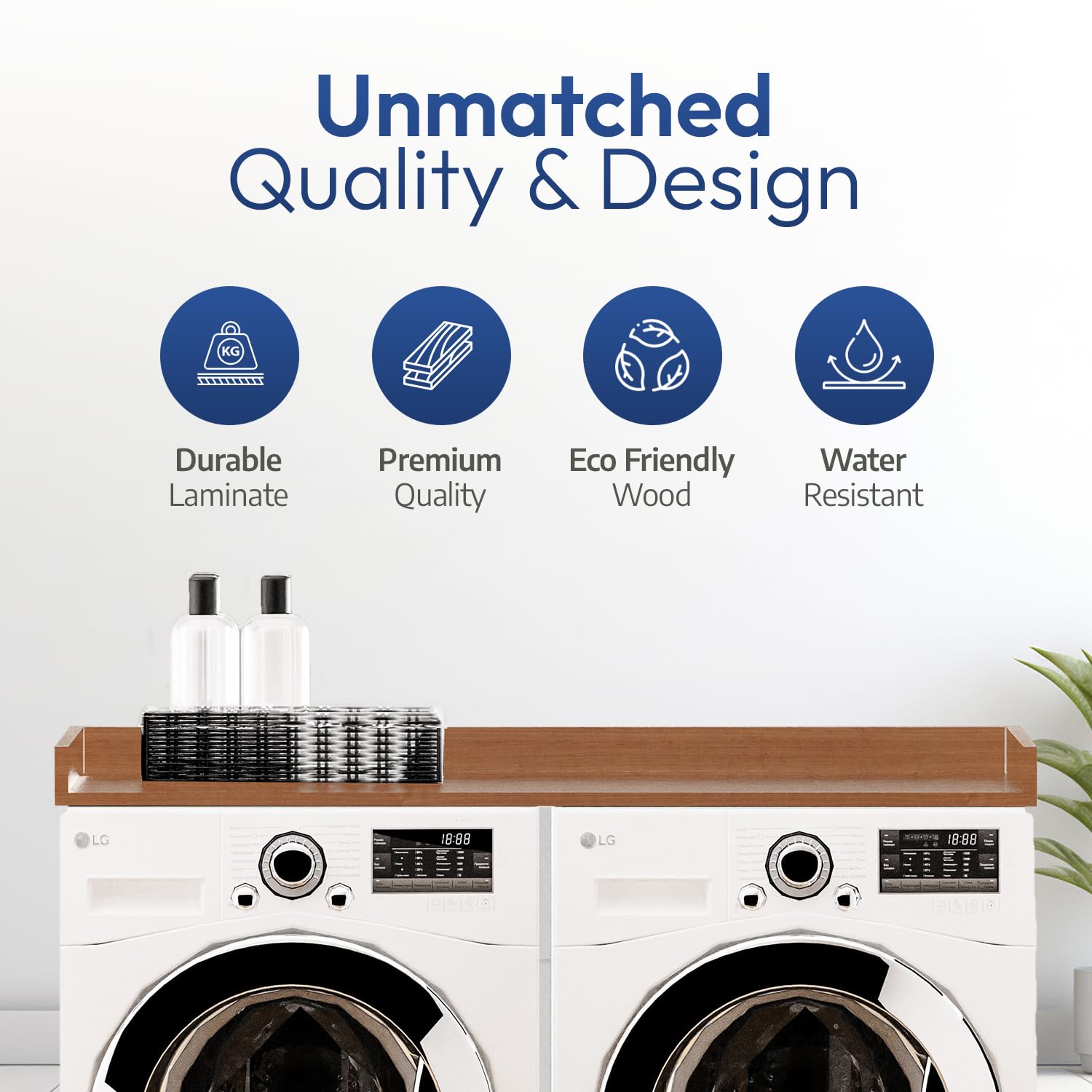 OfficeSimpli Washer Dryer Countertop, Black, 27.5" x 54", Non-Slip Pads, Made in USA
