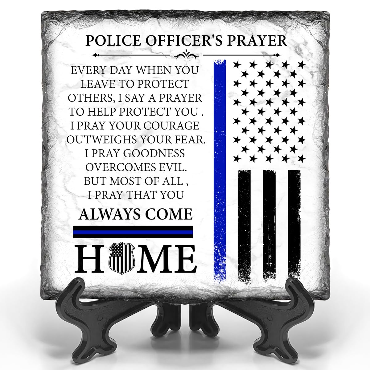 Bozspacer Police Officer Gift for Men - Police Officer Prayer Plaque Keepsake - Police Academy Graduation Gift - Inspirational C