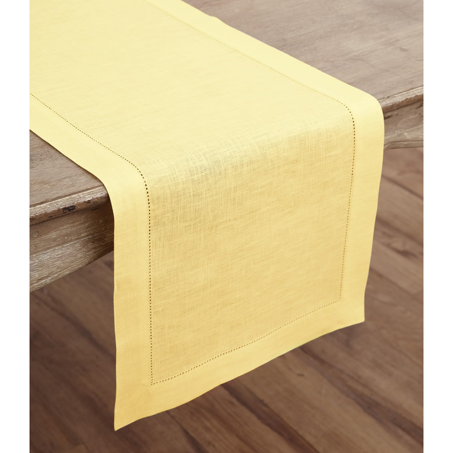 Solino Home Linen Yellow Table Runner 108 Inches Long - 100% Pure Linen Classic Hemstitch Dining Table Runner 14 X 108 Inch Idea