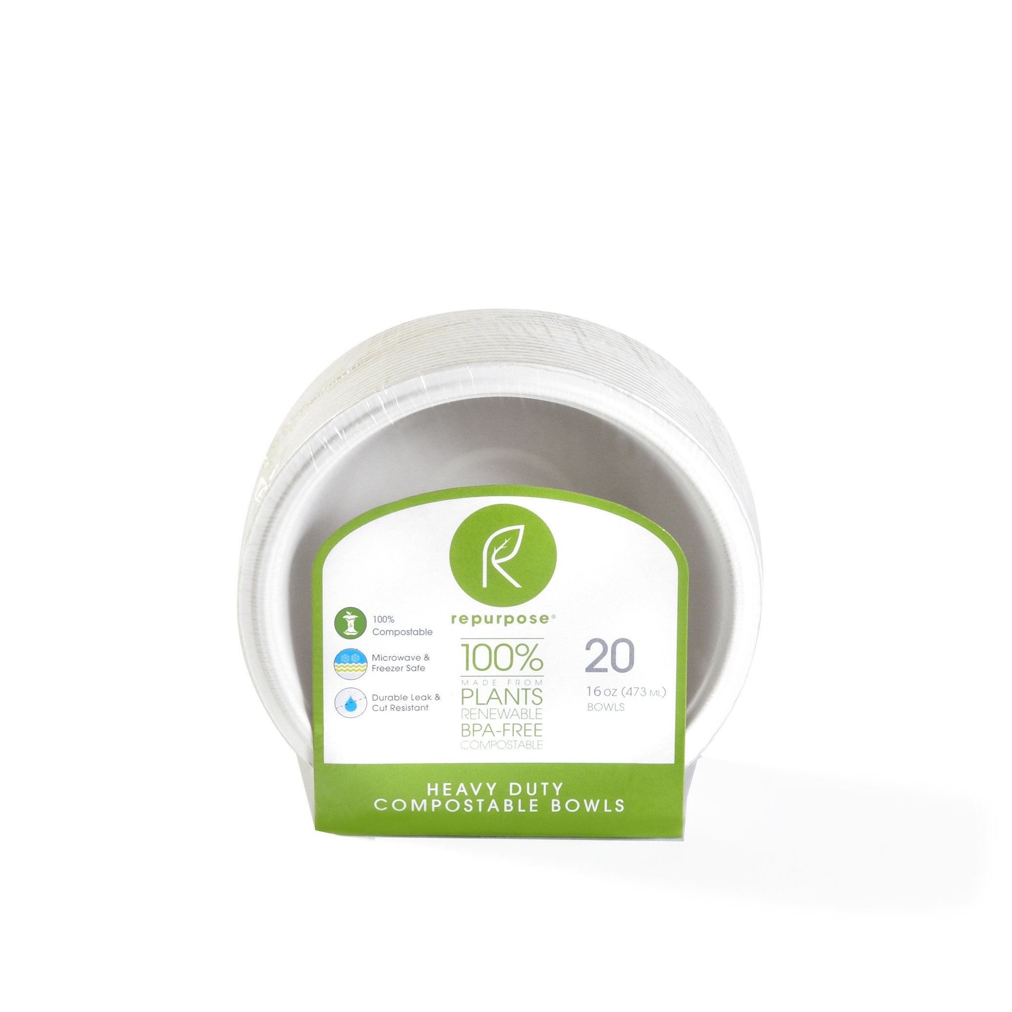 Repurpose 100% Compostable Eco-Friendly Tree Free Paper Bowls, 20 Count