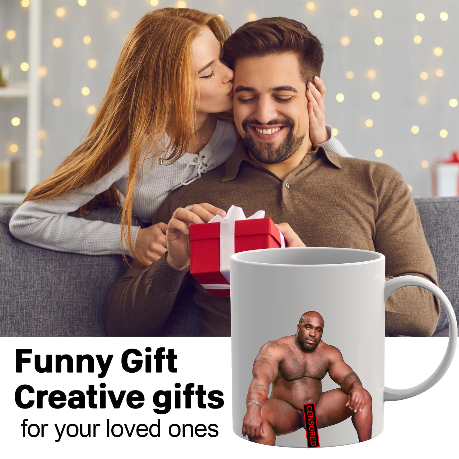 Zutcogo Funny Gifts for Men Women, White Elephant Gifts for Adults, Novelty Gag Present Coffee Mug for Adults, Message Appears a