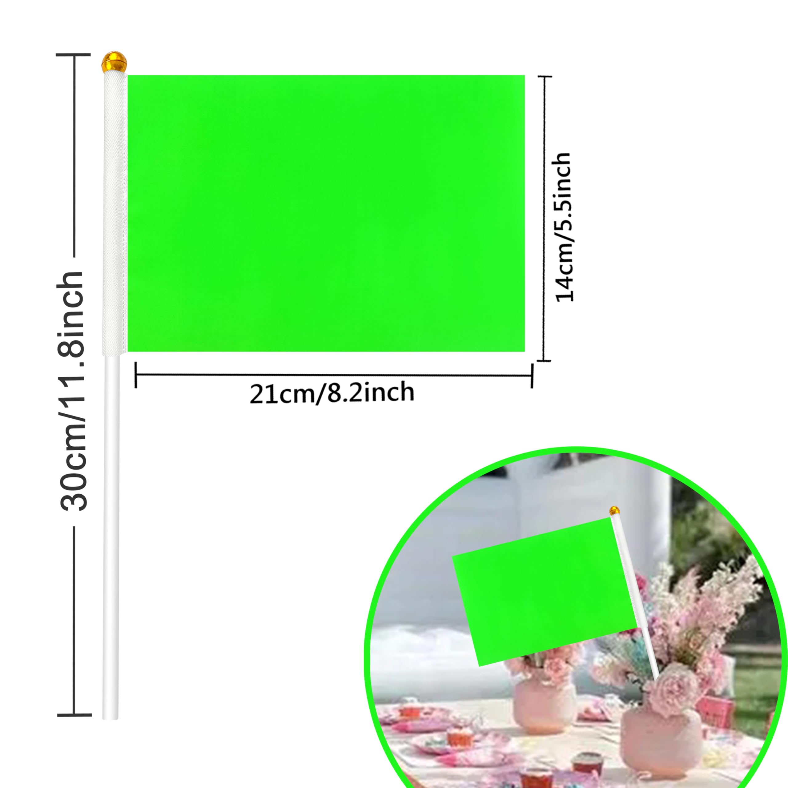 Kerda 25 Pack Solid Green Flags Small Mini Green Diy Graffiti Flags On Stick,Party Decorations For Grand Opening,Kids Birthday,C