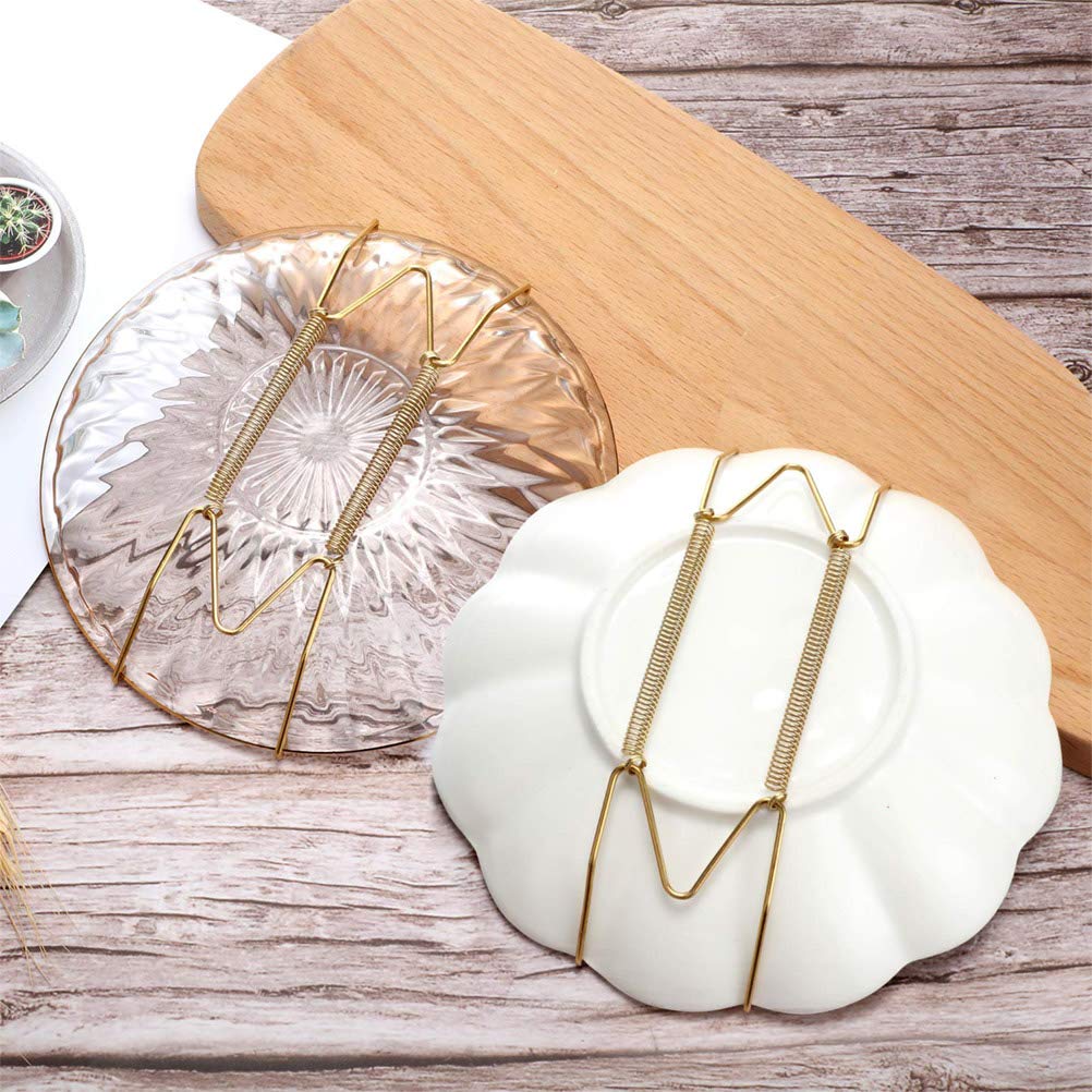 Foccts 10 Pcs Wire Plate Hangers, 8 Inch Plate Holders For The Wall And 15 Pack Wall Plate Hooks, Invisible Dish Display Plate H