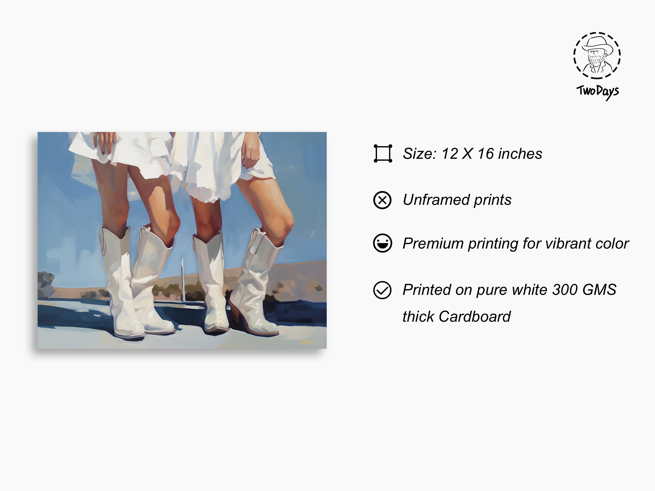 Twodays Coastal Cowgirl Room Decor Aesthetic, Girly Western Cowgirl Boots Wall Art Prints For Teen Girls Apartment, Retro Cowboy