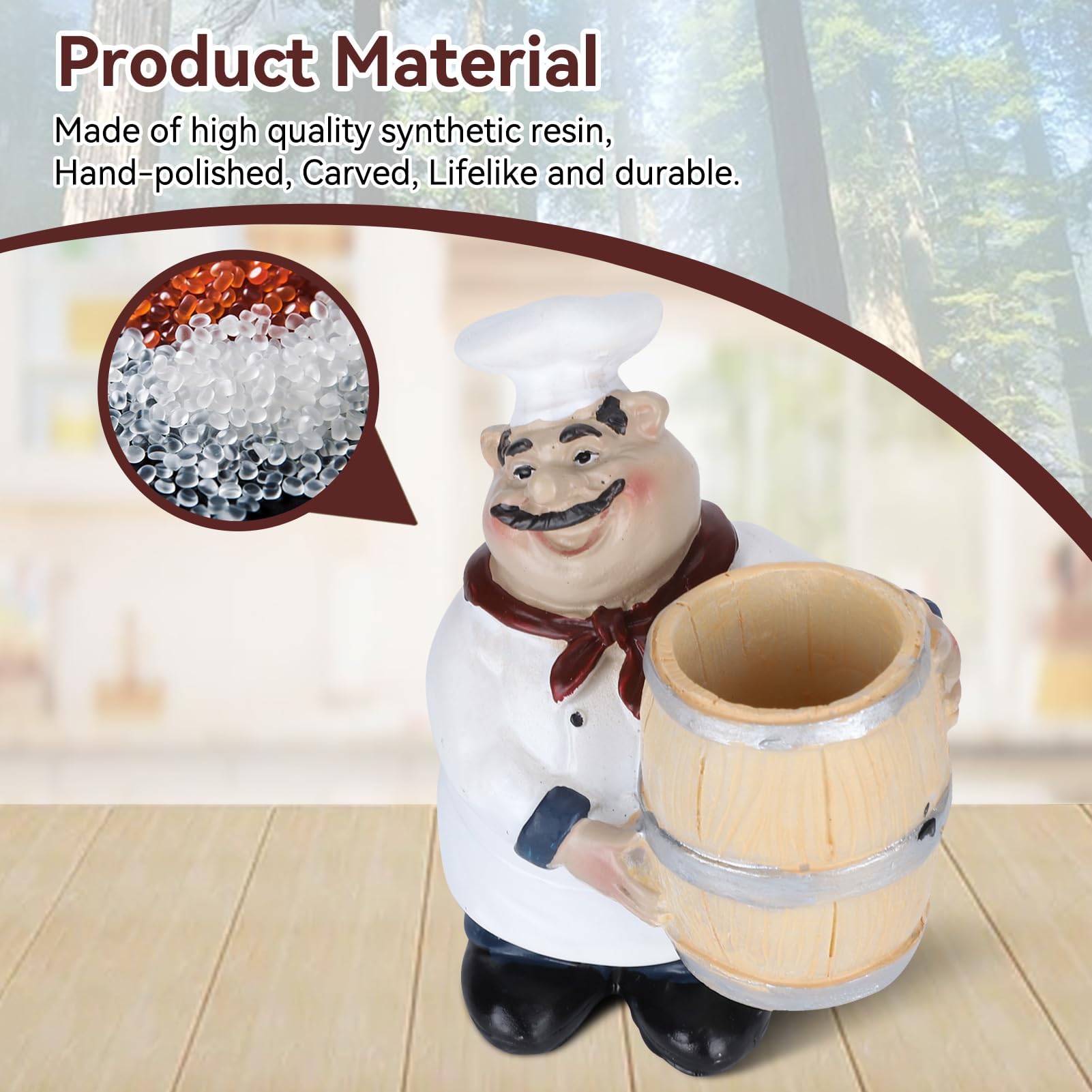 Agatige Chef Figurines Toothpick Holder, Resin Toothpick Dispenser With Italian Chef Statue For Kitchen Counter Restaurant Coffe