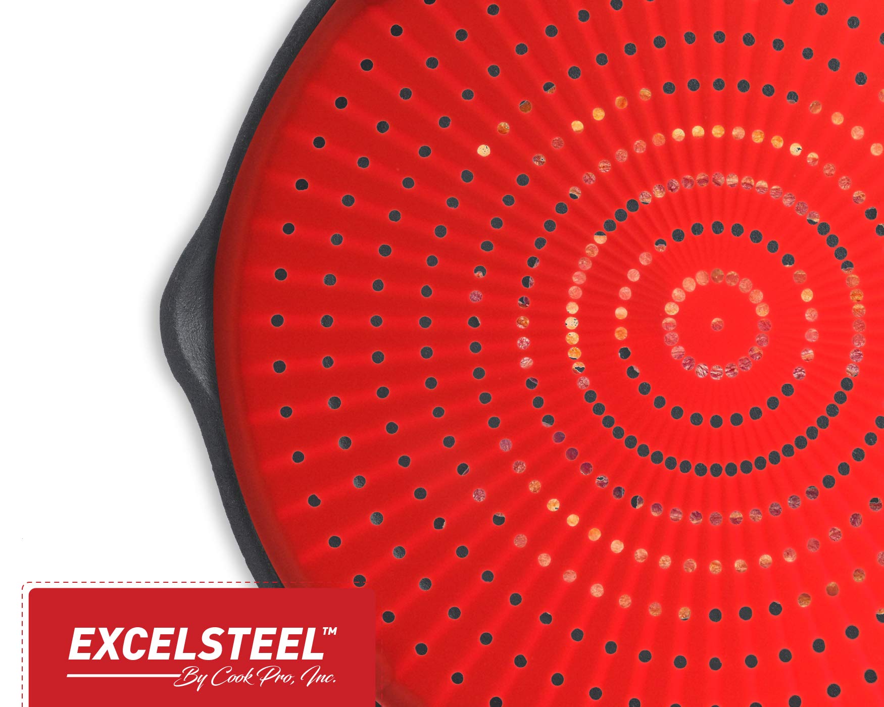 ExcelSteel 13'' Silicone Splatter Screen w/Non-Slip Grip  Red