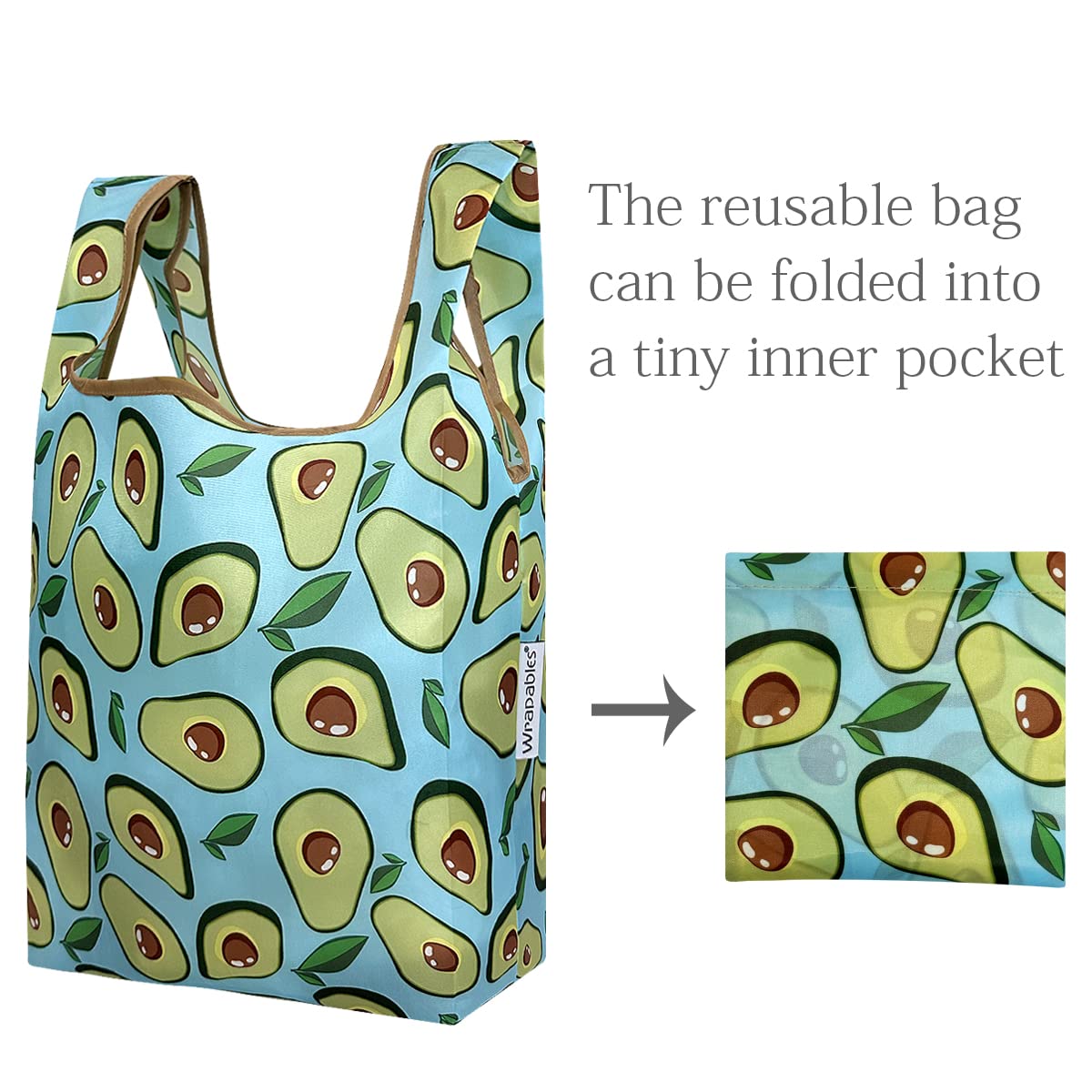 Wrapables Jolibag Collection Reusable Shopping Bag (Set Of 2), Avocado