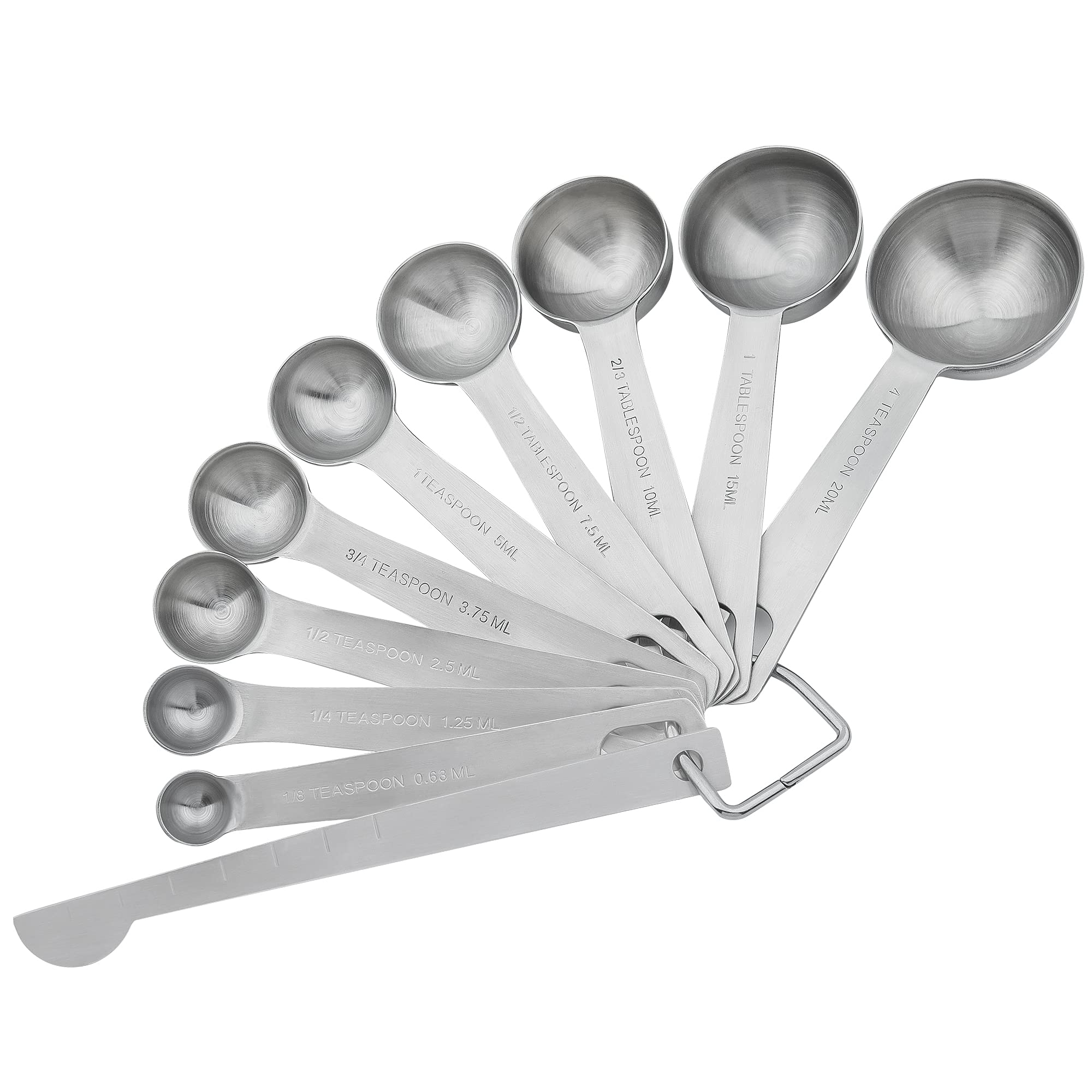 Nstezrne Measuring Cups And Spoons Set, 18/8 Stainless Steel 8 Measuring Cups And 9 Measuring Spoons With Leveler And Measuremen