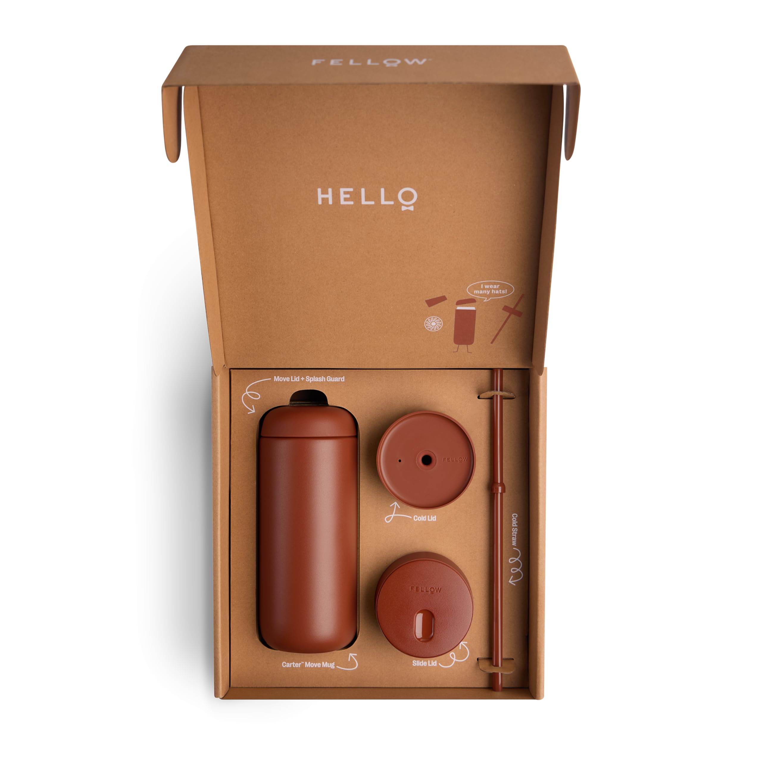 Fellow Carter 3in1 Ceramic Lined Travel Coffee Mug Tumbler 16 oz