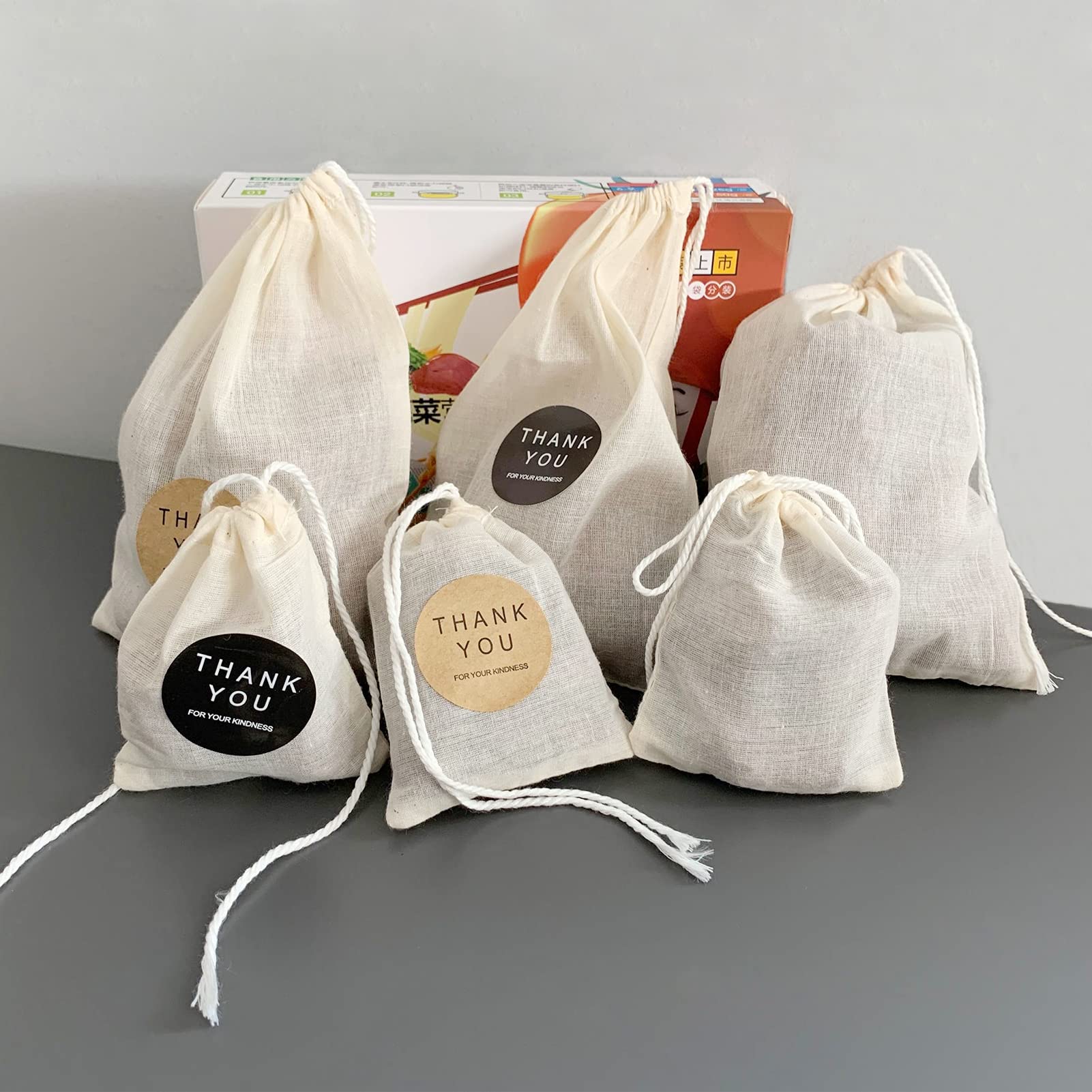 LOOKSGO 25 Pcs 4x6 Inch Muslin Bag Sachet Bag for Party Wedding Home Supplies Cotton Drawstring Bags for Jewelry