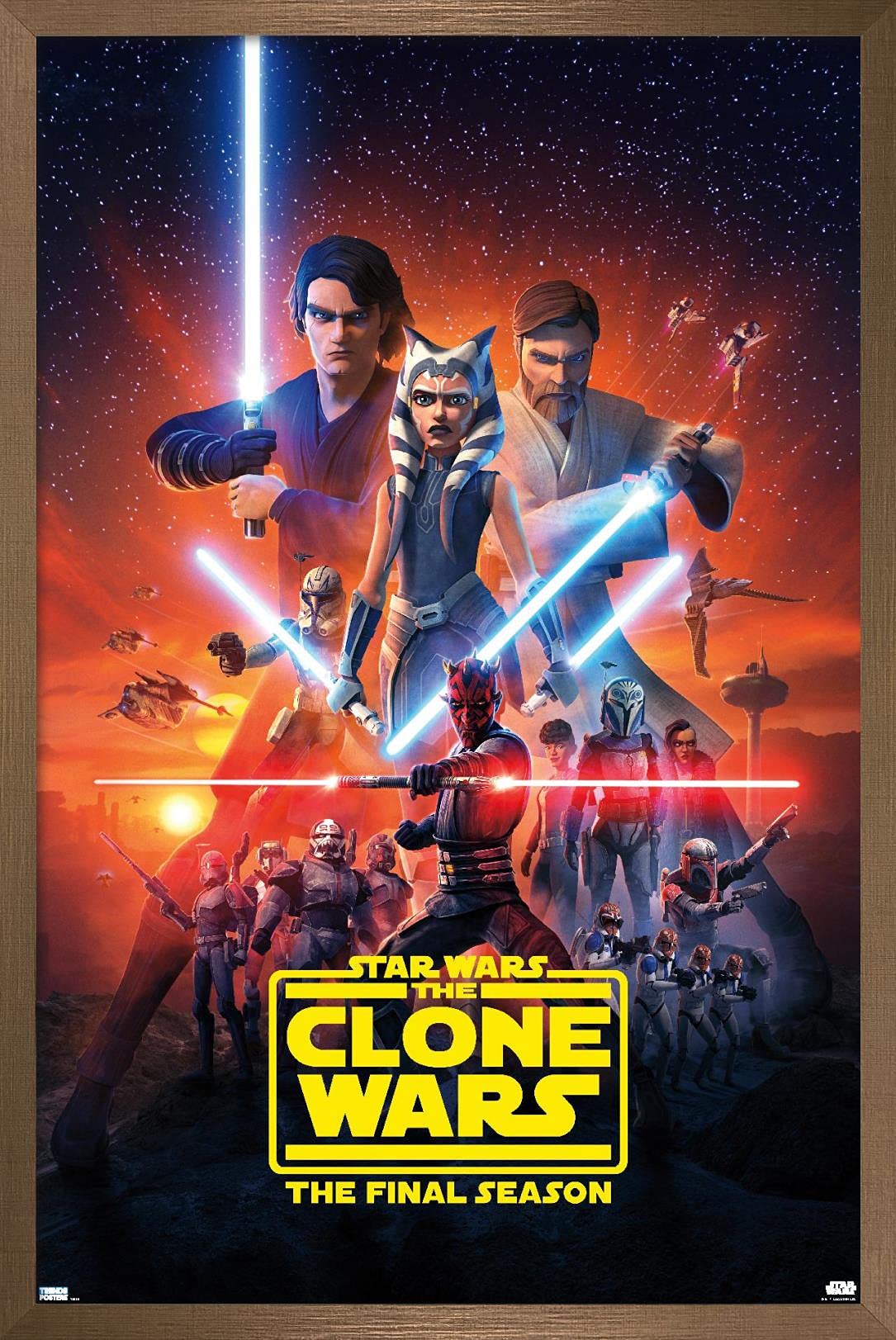 Trends International Star Wars: The Clone Wars - Season 7 Key Art Wall Poster, 14.725'' X 22.375'', Bronze Framed Version