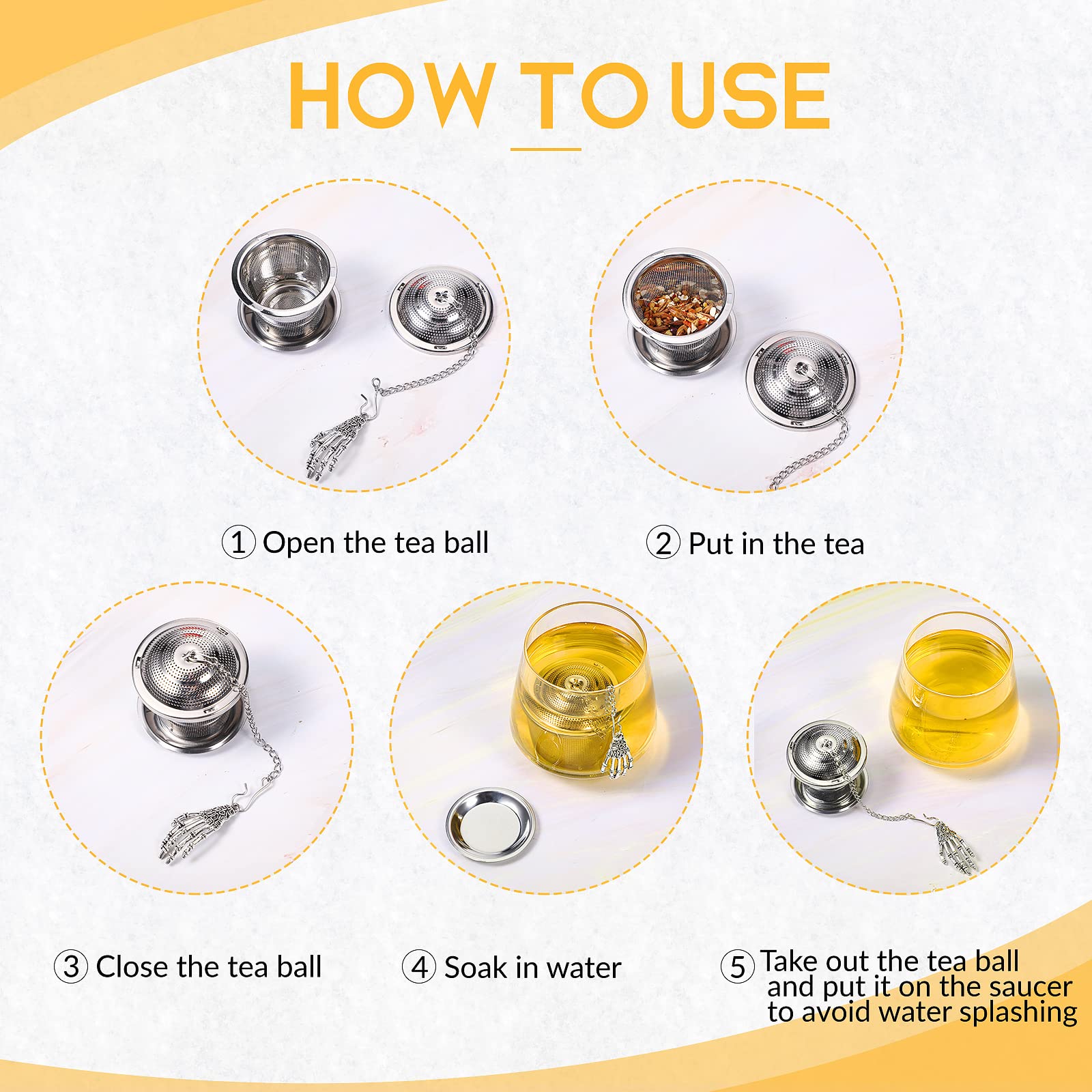 6 Pcs Tea Infusers For Loose Tea Mesh Tea Strainer Infuser Strainer With Extended Chain Hook Stainless Steel Tea Ball Strainer T