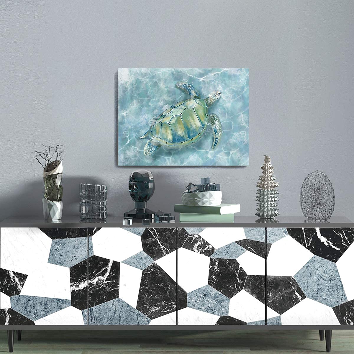 Yjyart Bathroom Wall Decor Sea Turtle Hd Pictures Print On Canvas Wall Art For Bedroom Kitchen Blue Coastal Room Decorations Art
