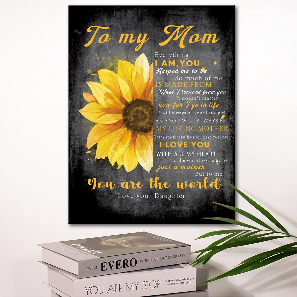 Wailozco Gifts For Mom -Hangable Canvas Poem Prints Framed Poster Wall Art For Mom From Daughter-Meaningful Mom Gifts,Mom Home B