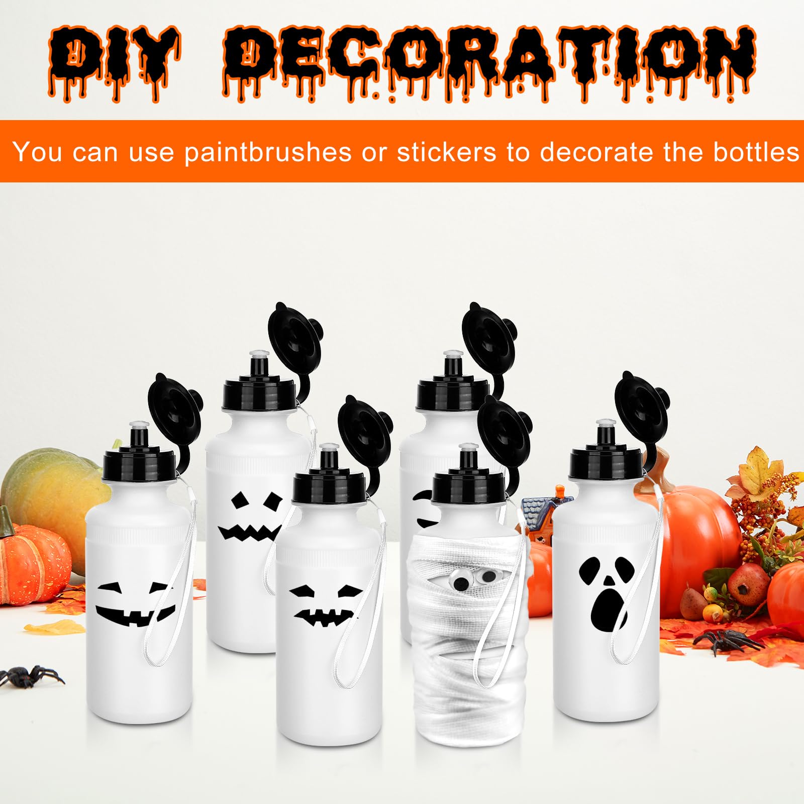 Ziliny 72 Pcs Reusable Water Bottles Bulk 20 oz Squeeze Plastic Sports Water Bottles with Nylon Strap Leak Proof Blank DIY Cups