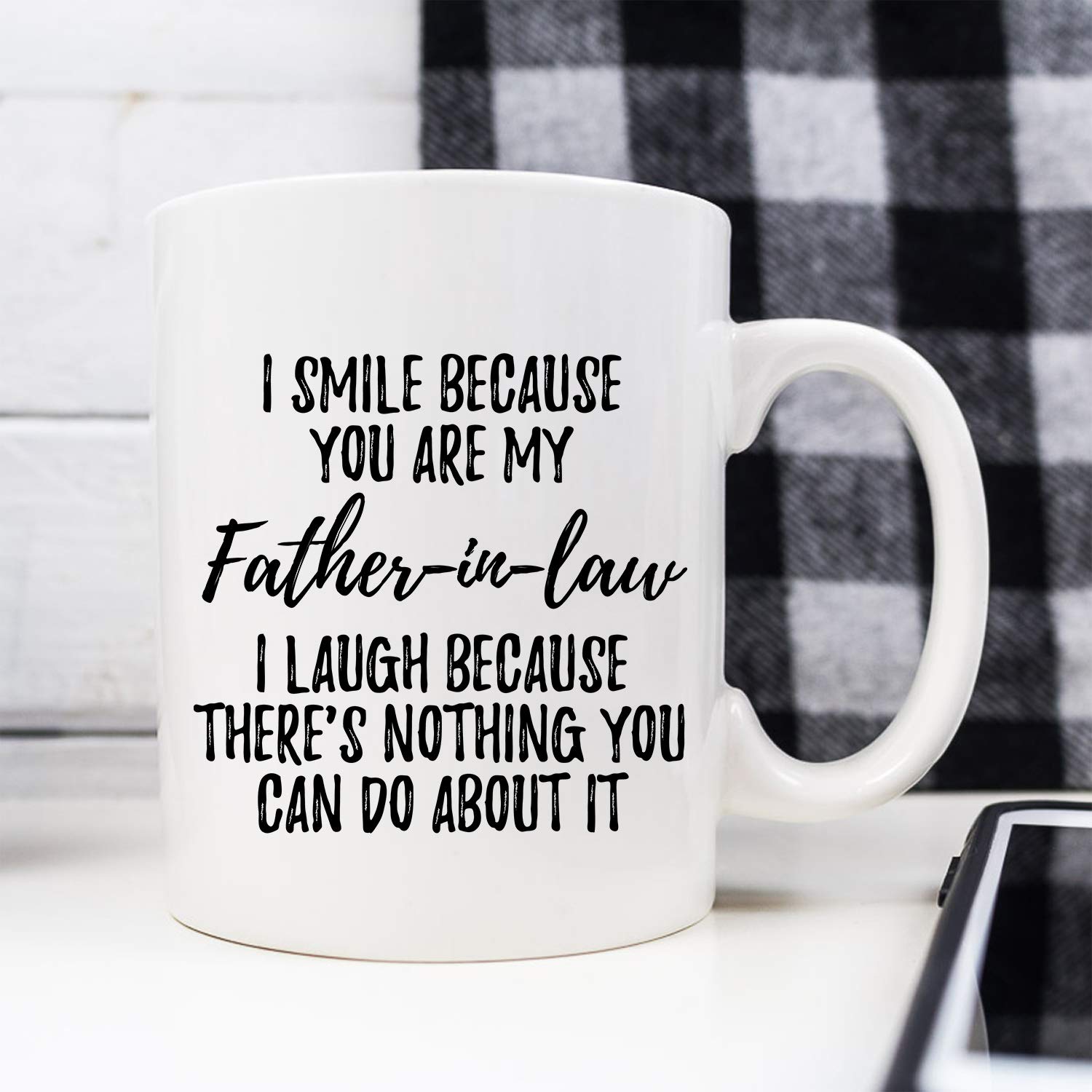 Younique Designs Father In Law Coffee Mug, 11 Ounces, Funny Father-In-Law Cup From Daughter In Law And Son In Law (White)