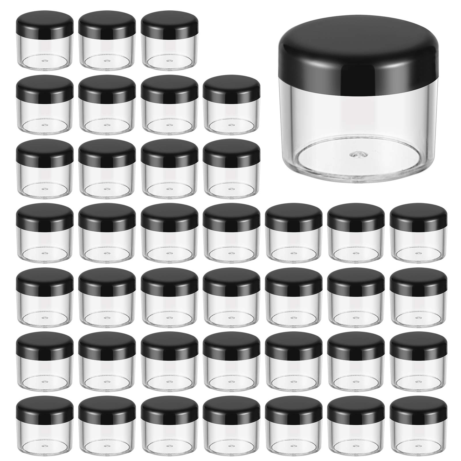 40Pcs Plastic Cosmetic Containers Transparent Storage Tank With Screw Cap Storage Jars Be Used For Clay, Liquid,Sample ,20 Ml/ 0
