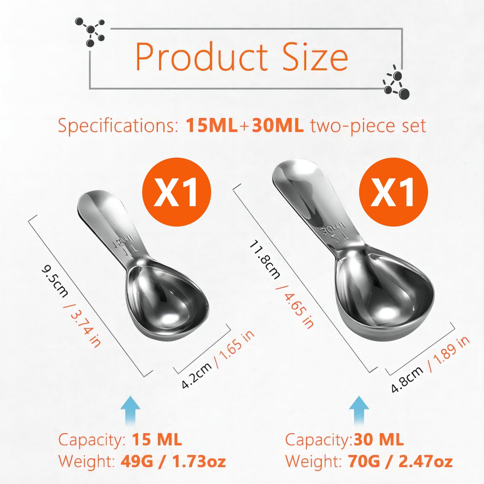 Greatlink Stainless Steel 430 Coffee Scoop, Coffee Measuring Spoon Short Handle For Measuring Coffee, Milk, Tea,Sugar,Lemon Juic