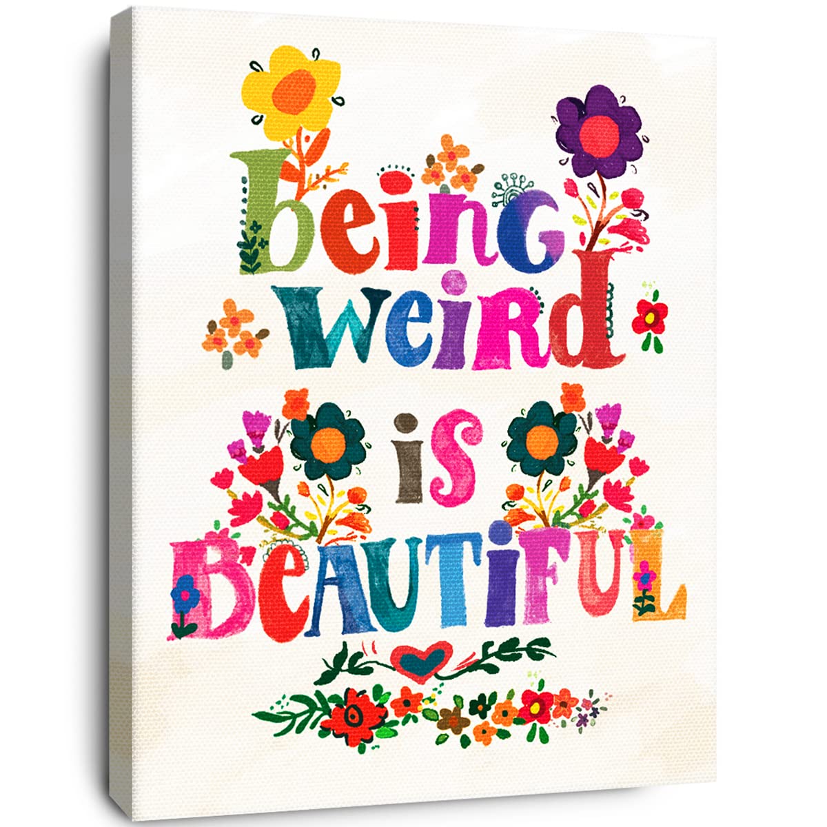 Inspiration For Teen Girls Decor,Being Weird Is Beautiful Wall Art,Colorful Girls Kids Wall Art,Girl Quotes Wall Decor,Girls Bed
